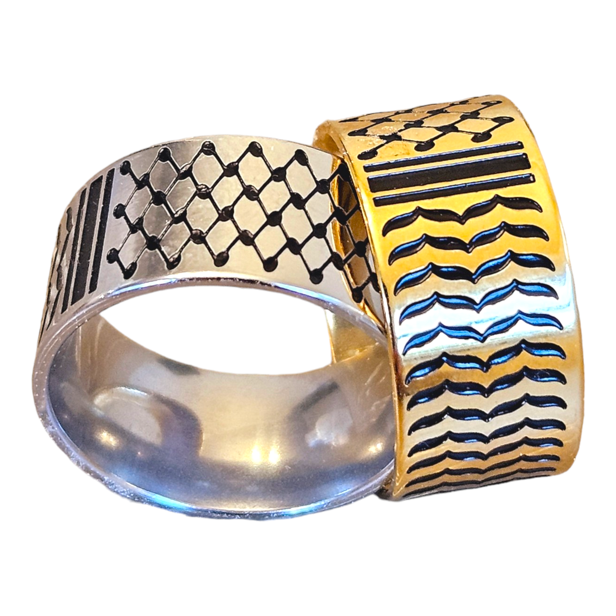 Keffiyeh Stainless Steel Ring – Bold & Cultural Statement