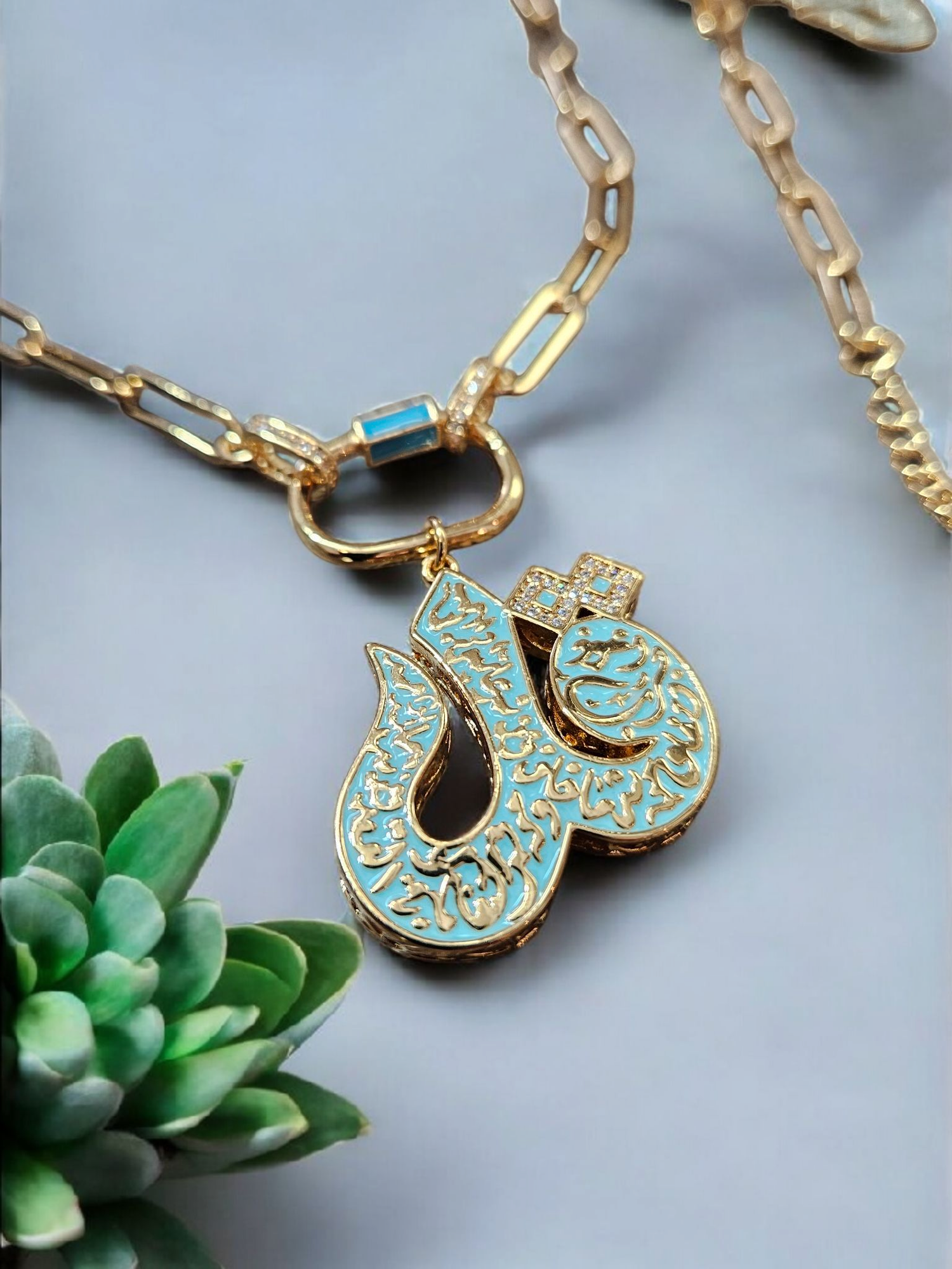 "Qul" Choker Necklace & Bracelet Set – 18K Gold Plated Elegance in Arabic - Islamic Jewelry Set