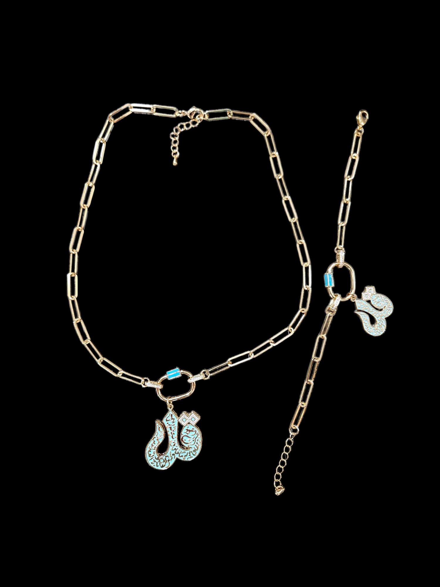 "Qul" Choker Necklace & Bracelet Set – 18K Gold Plated Elegance in Arabic - Islamic Jewelry Set