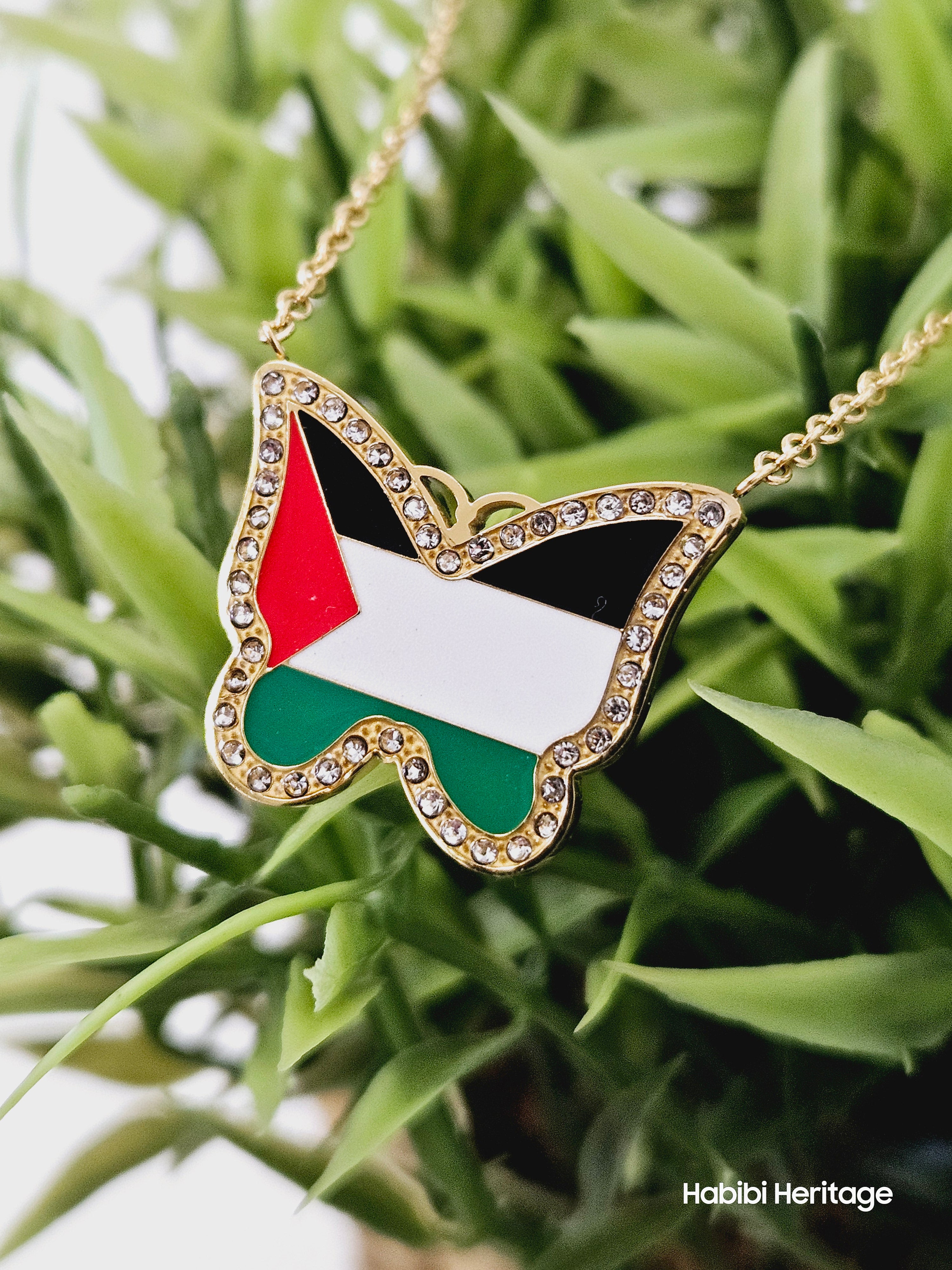 Butterfly Palestine Necklace - Habibi Heritage