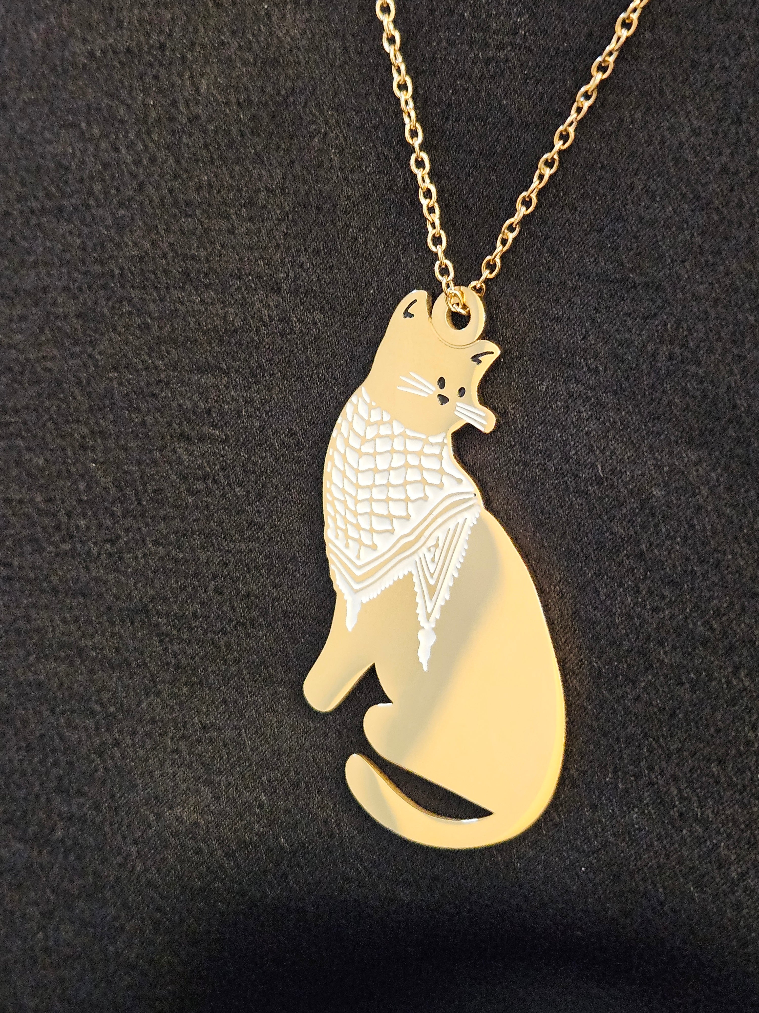 Cat Wearing Keffiyeh Necklace