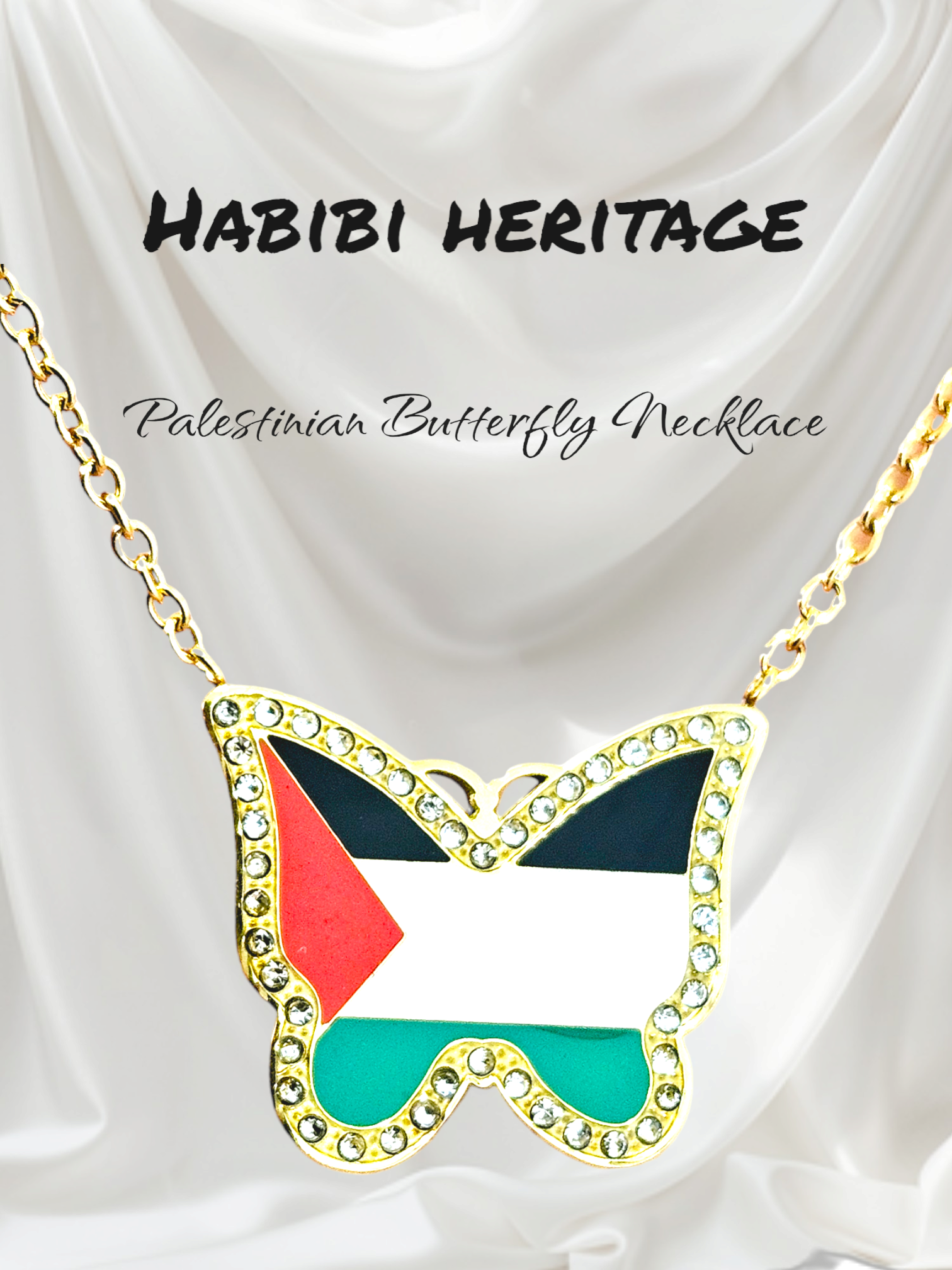 Butterfly Palestine Necklace - Habibi Heritage
