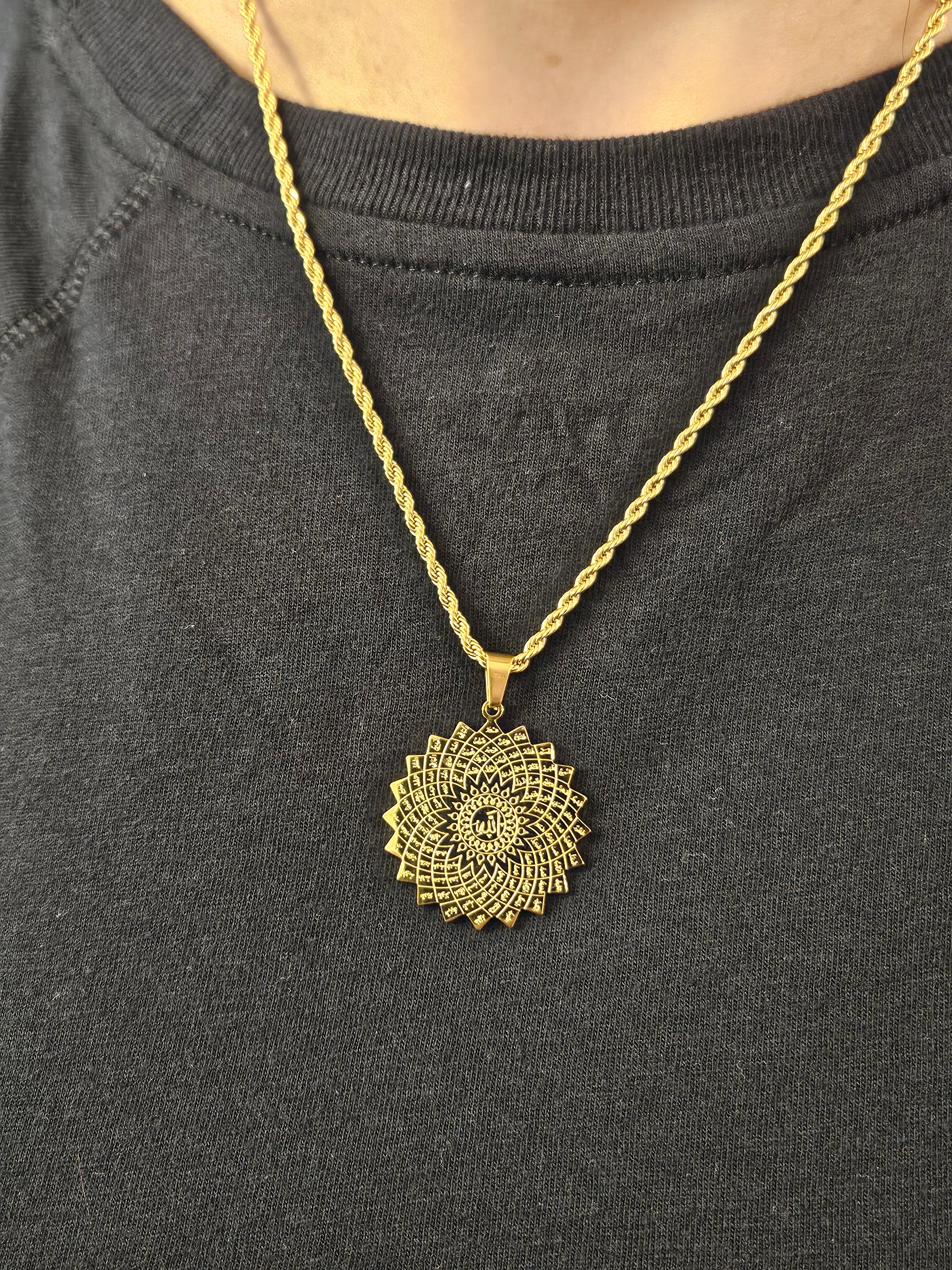 99 Names of Allah Necklace - 18k Gold Plated Stainless Steel God Islamic Jewelry