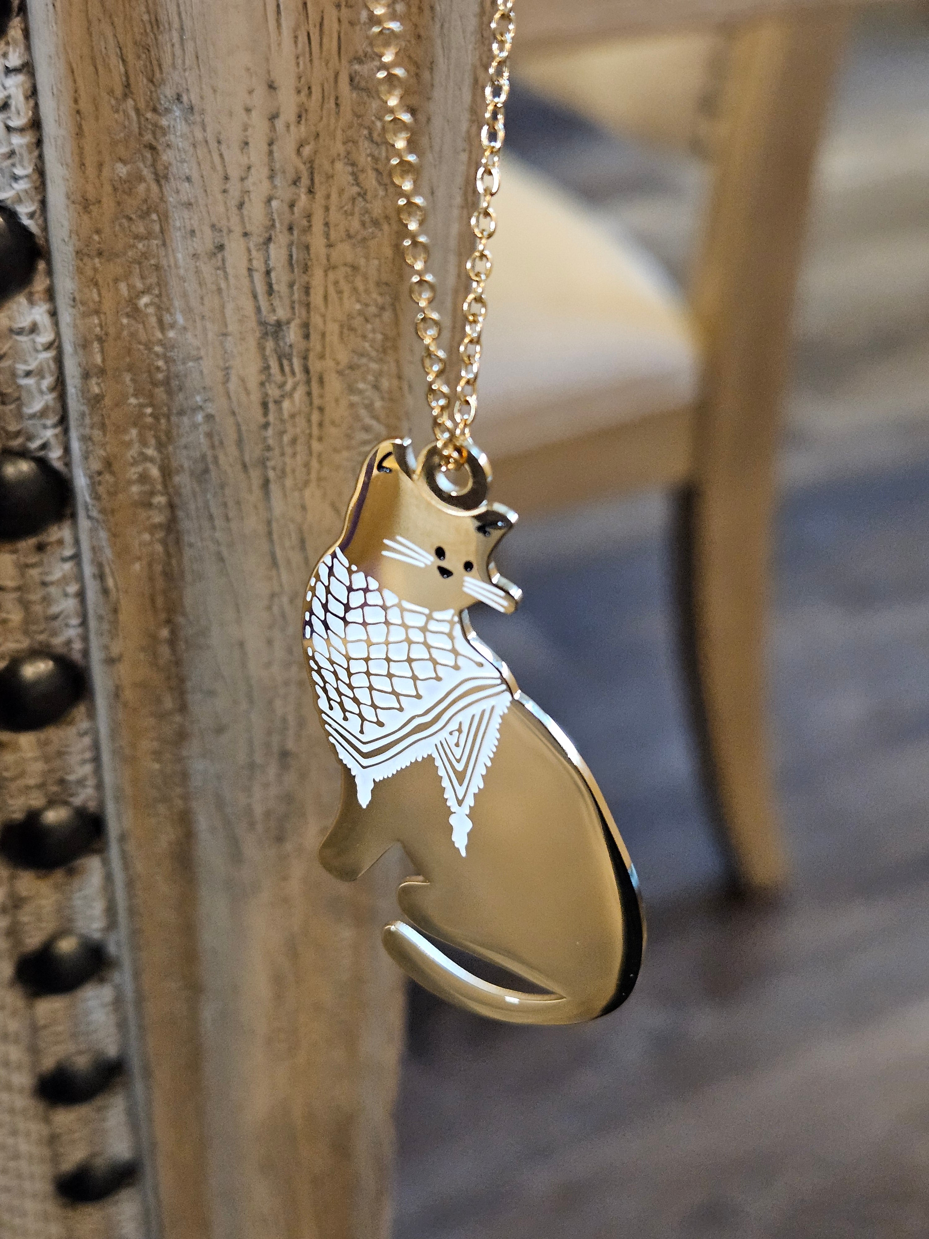 Cat Wearing Keffiyeh Necklace