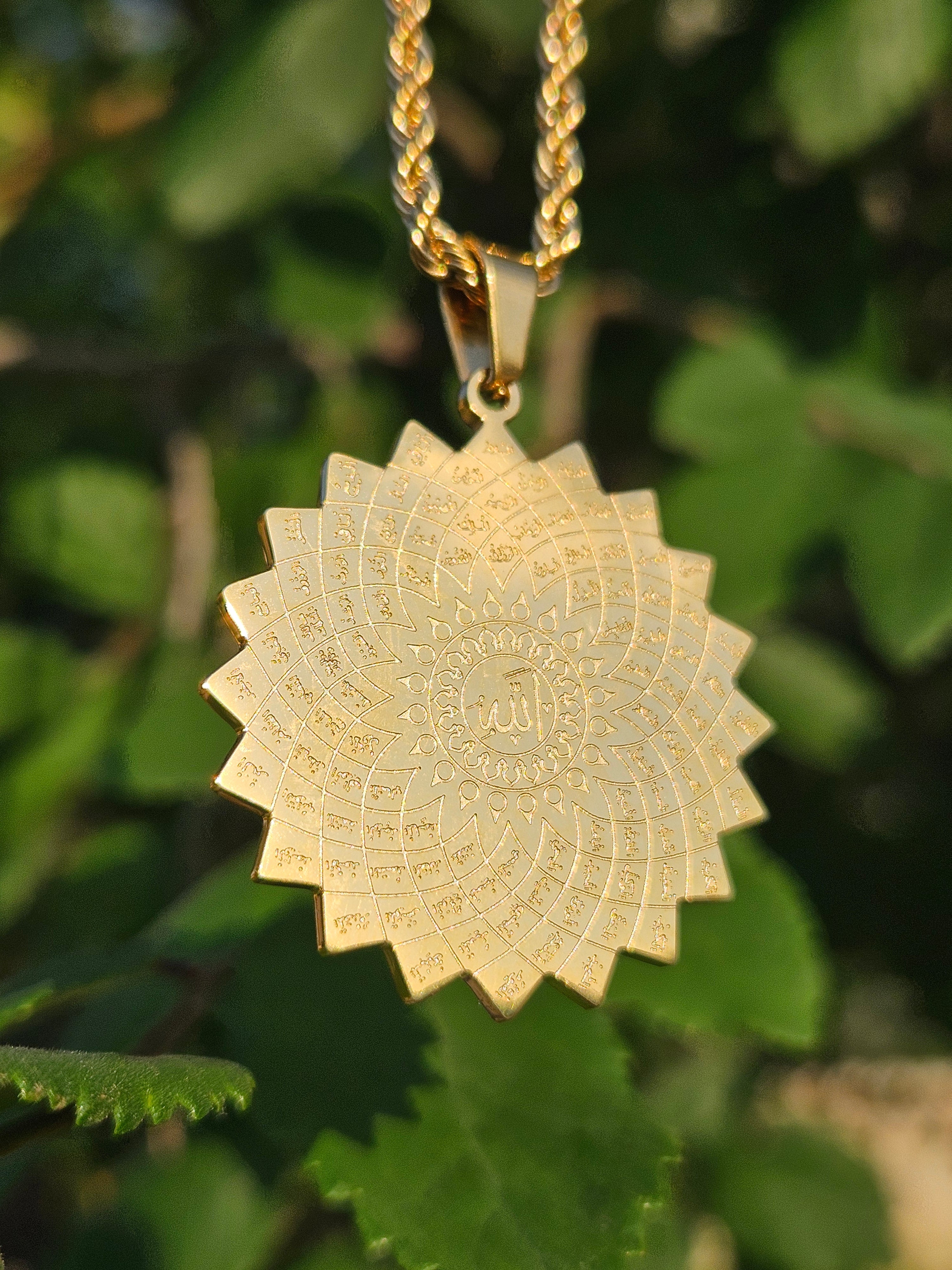 99 Names of Allah Necklace - 18k Gold Plated Stainless Steel God Islamic Jewelry