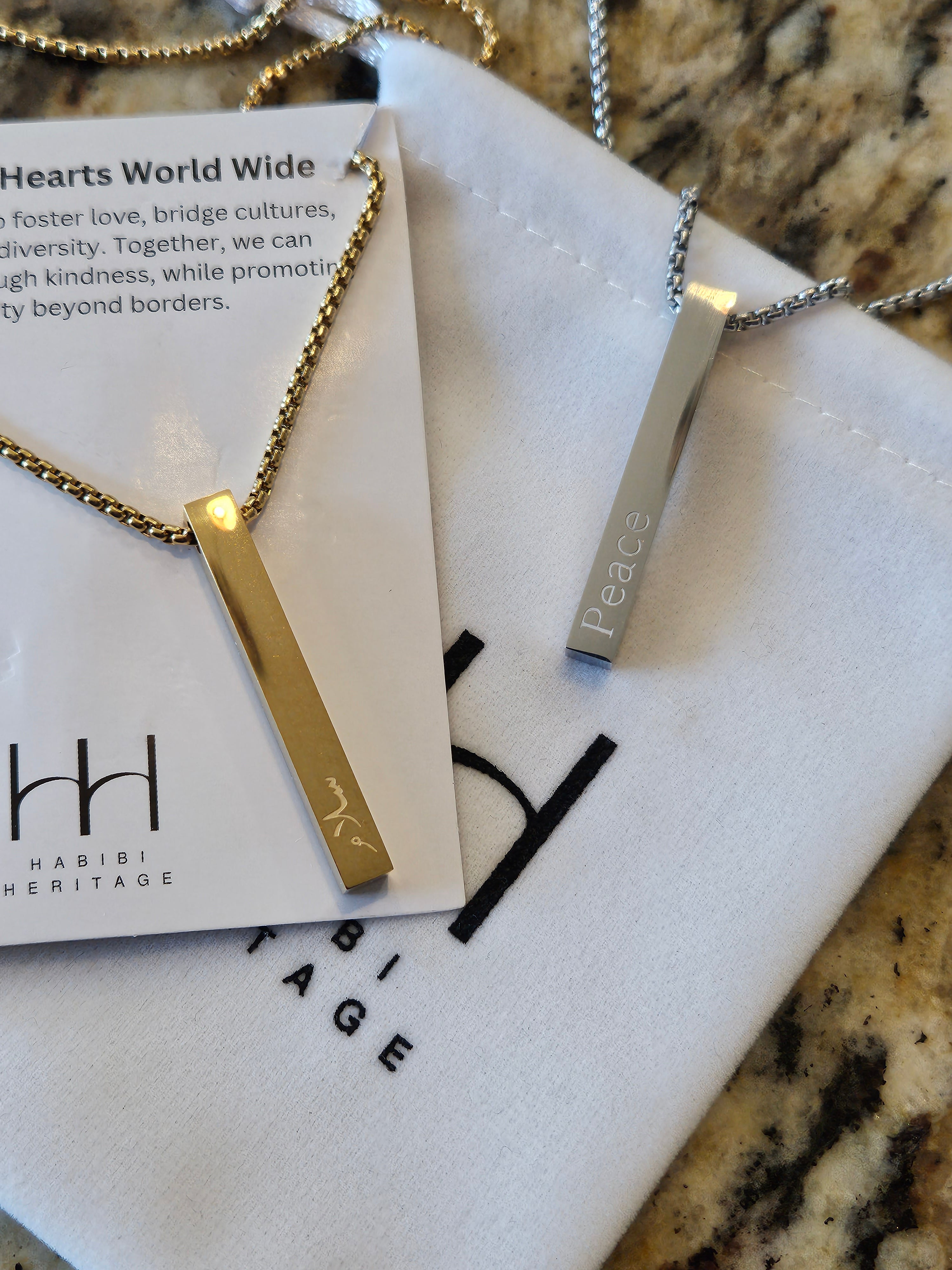 Peace سلام (Salaam) Bar Necklace - Habibi Heritage