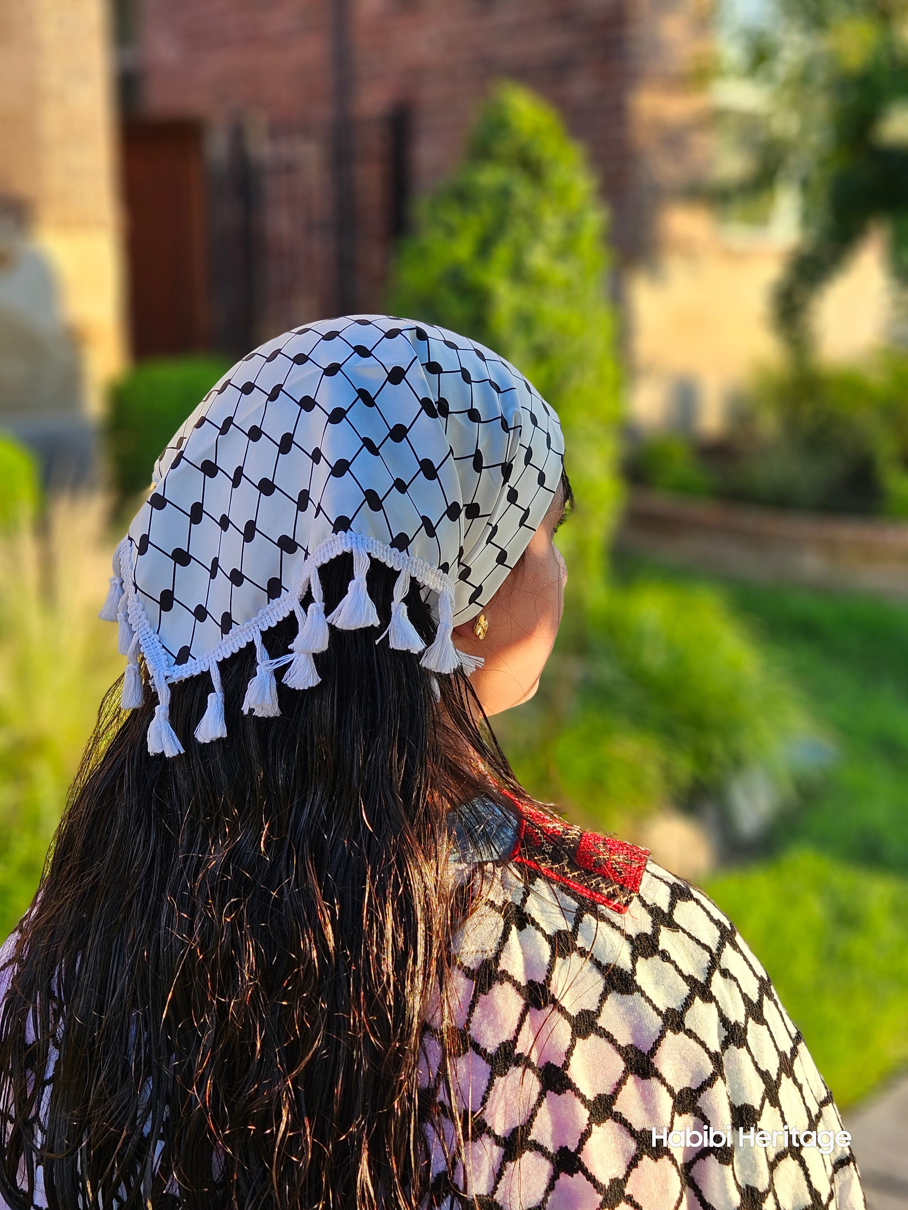 Keffiyeh Hatta Hair Head Scarf Bandana with Lace