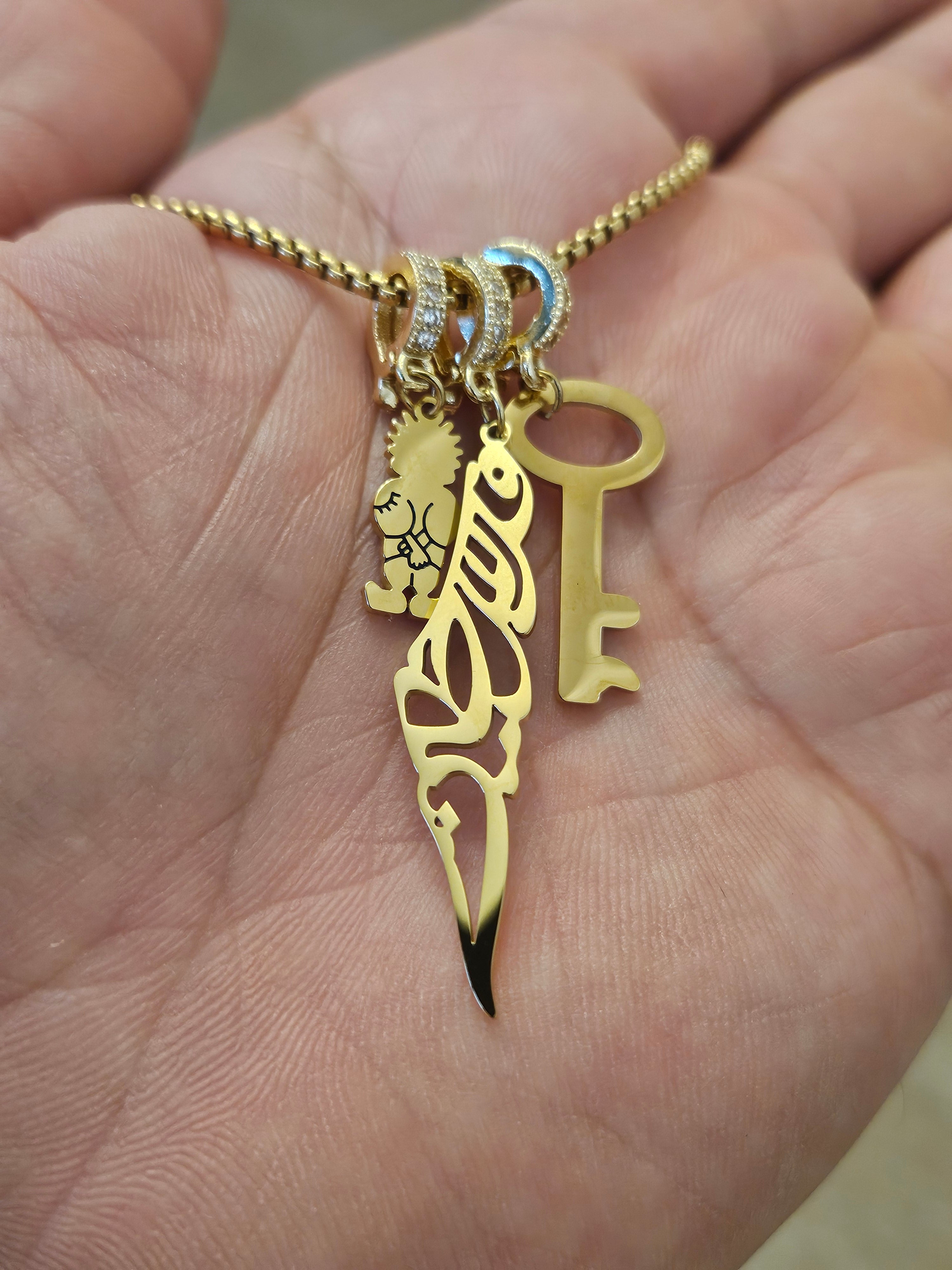 Palestine Handala Key Three  Charm Necklace