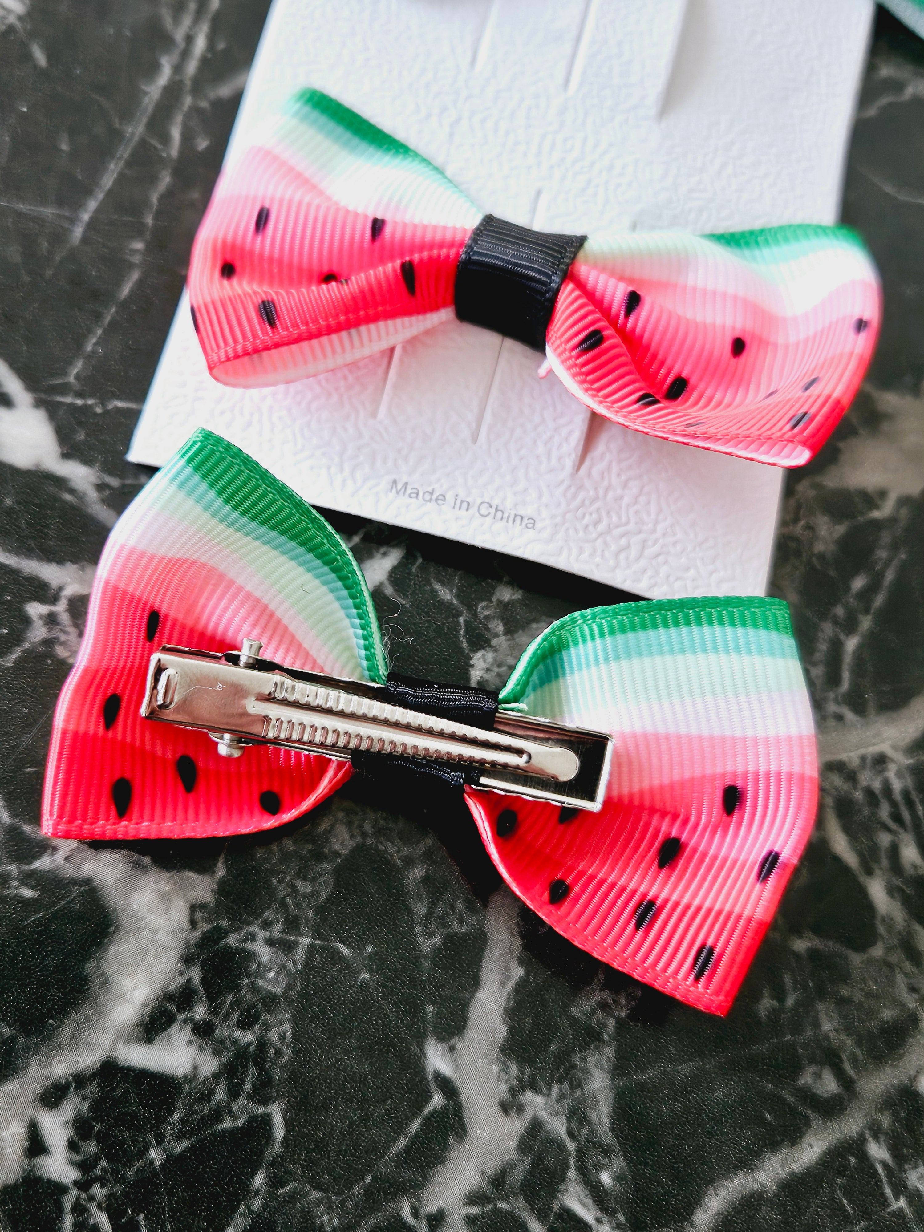 Watermelon Bows Hair Clips - 3 pack - Habibi Heritage