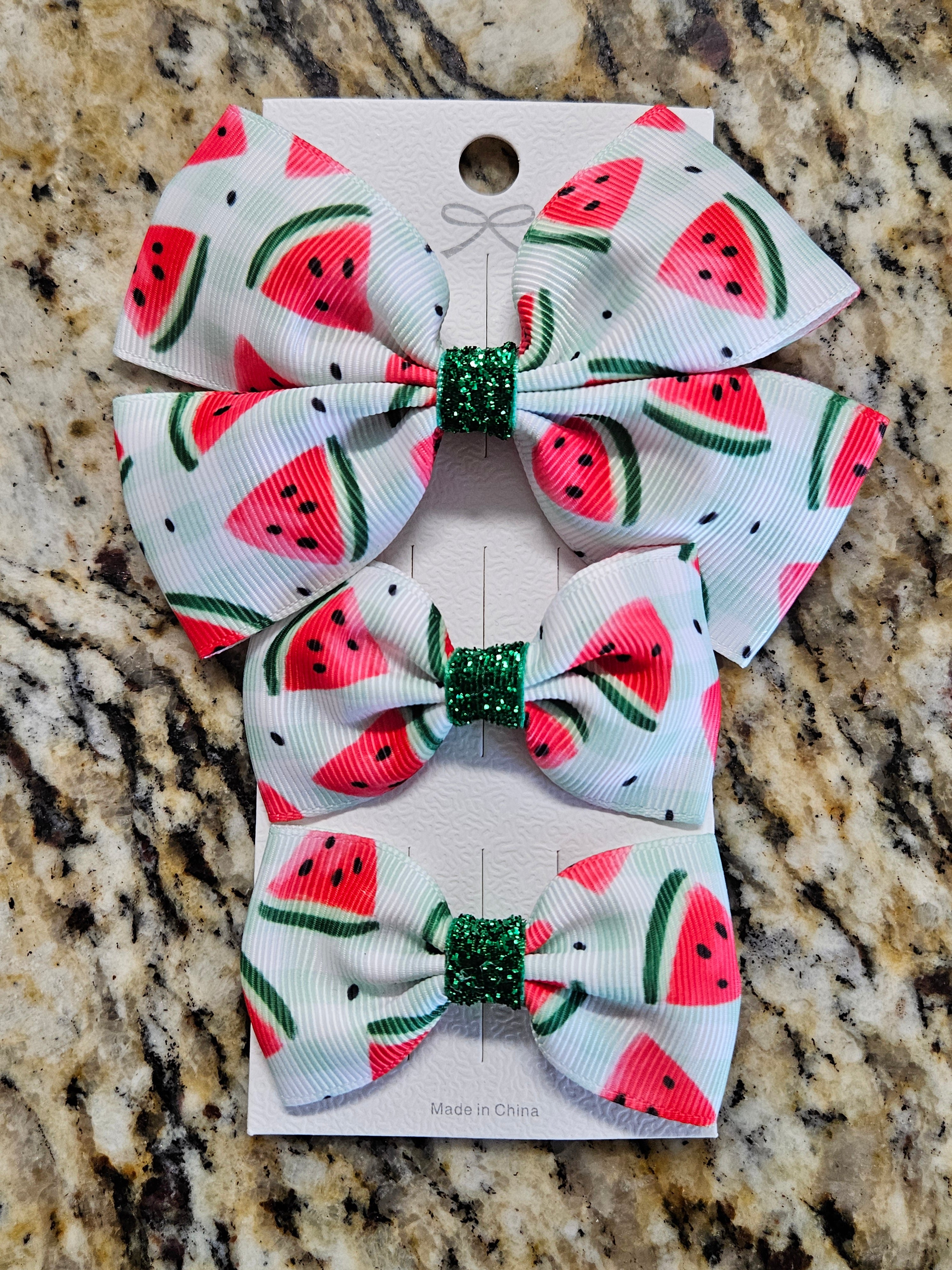 Watermelon Bows Hair Clips - 3 pack - Habibi Heritage