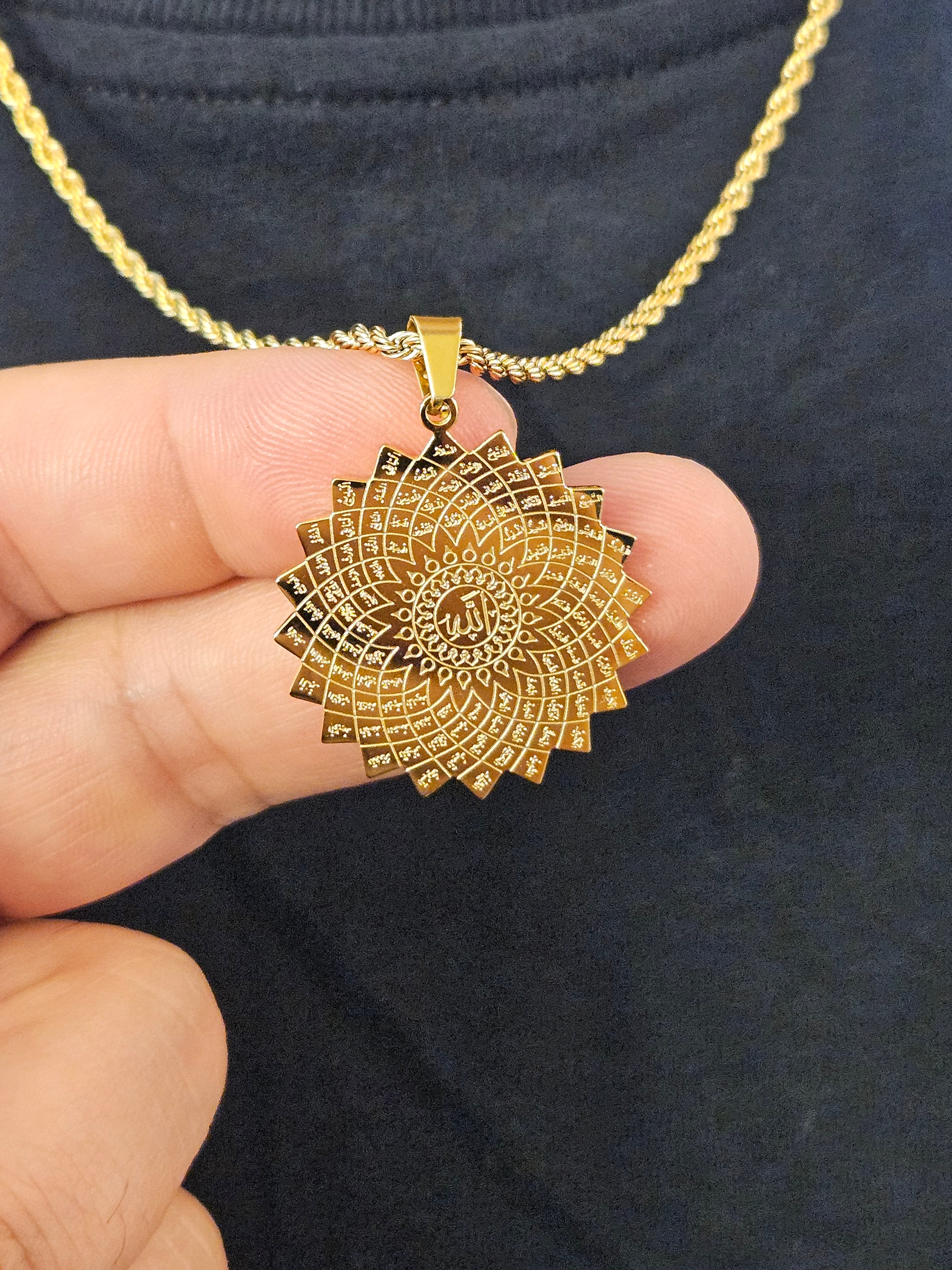 99 Names of Allah Necklace - 18k Gold Plated Stainless Steel God Islamic Jewelry