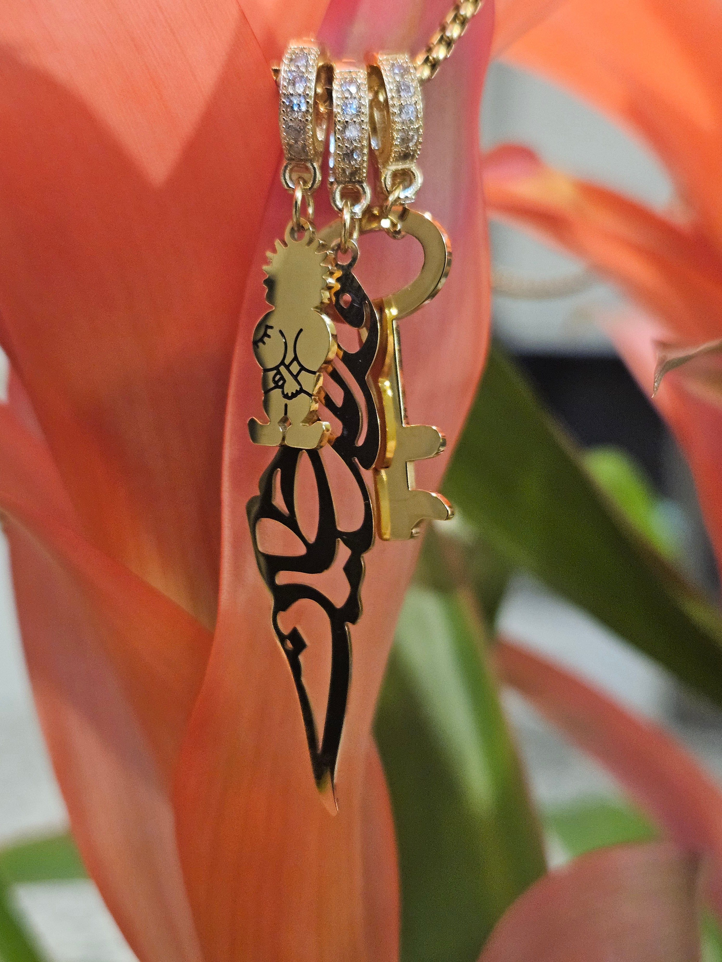 Palestine Handala Key Three  Charm Necklace