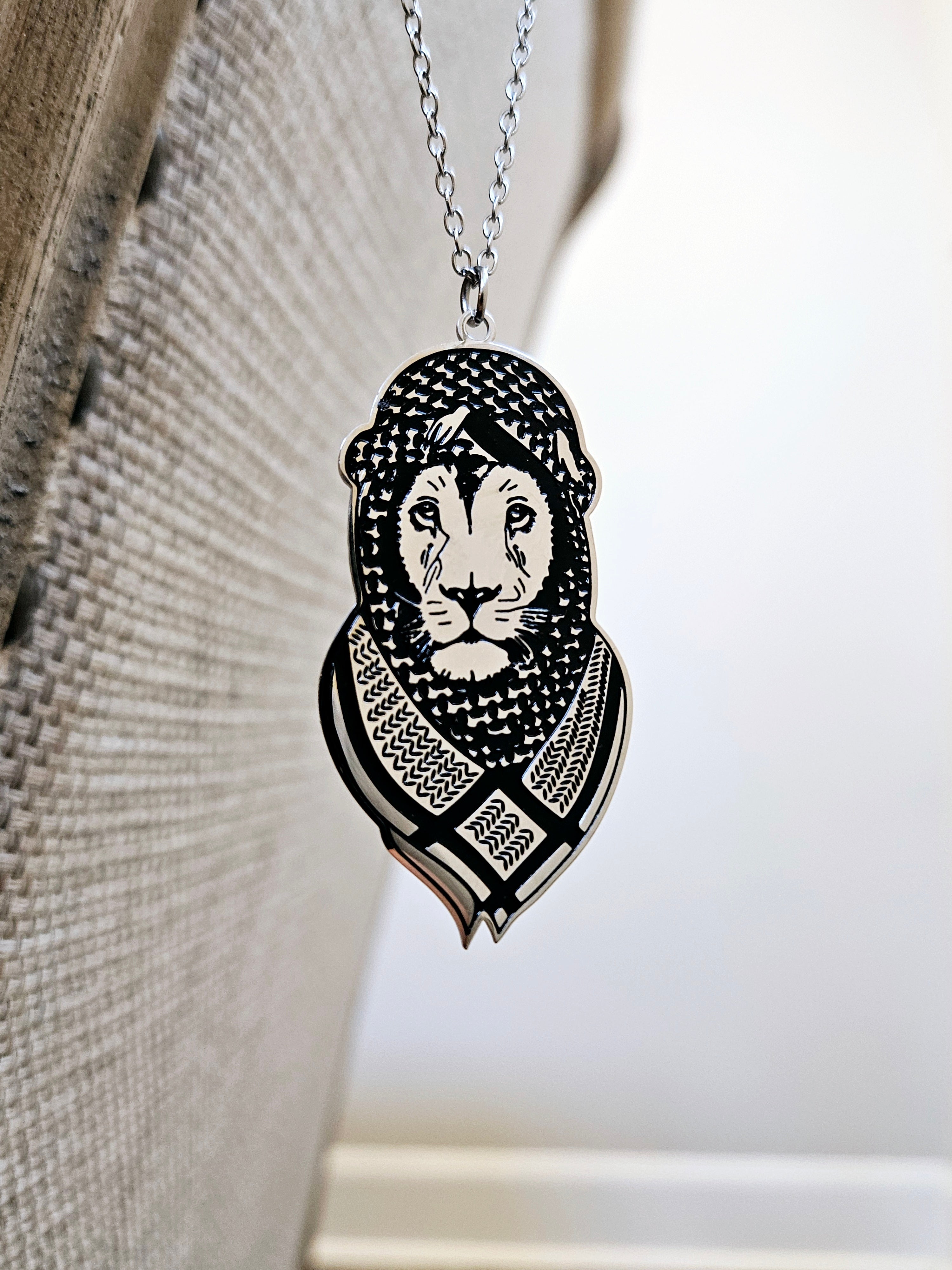 Lion Wearing Keffiyeh Necklace