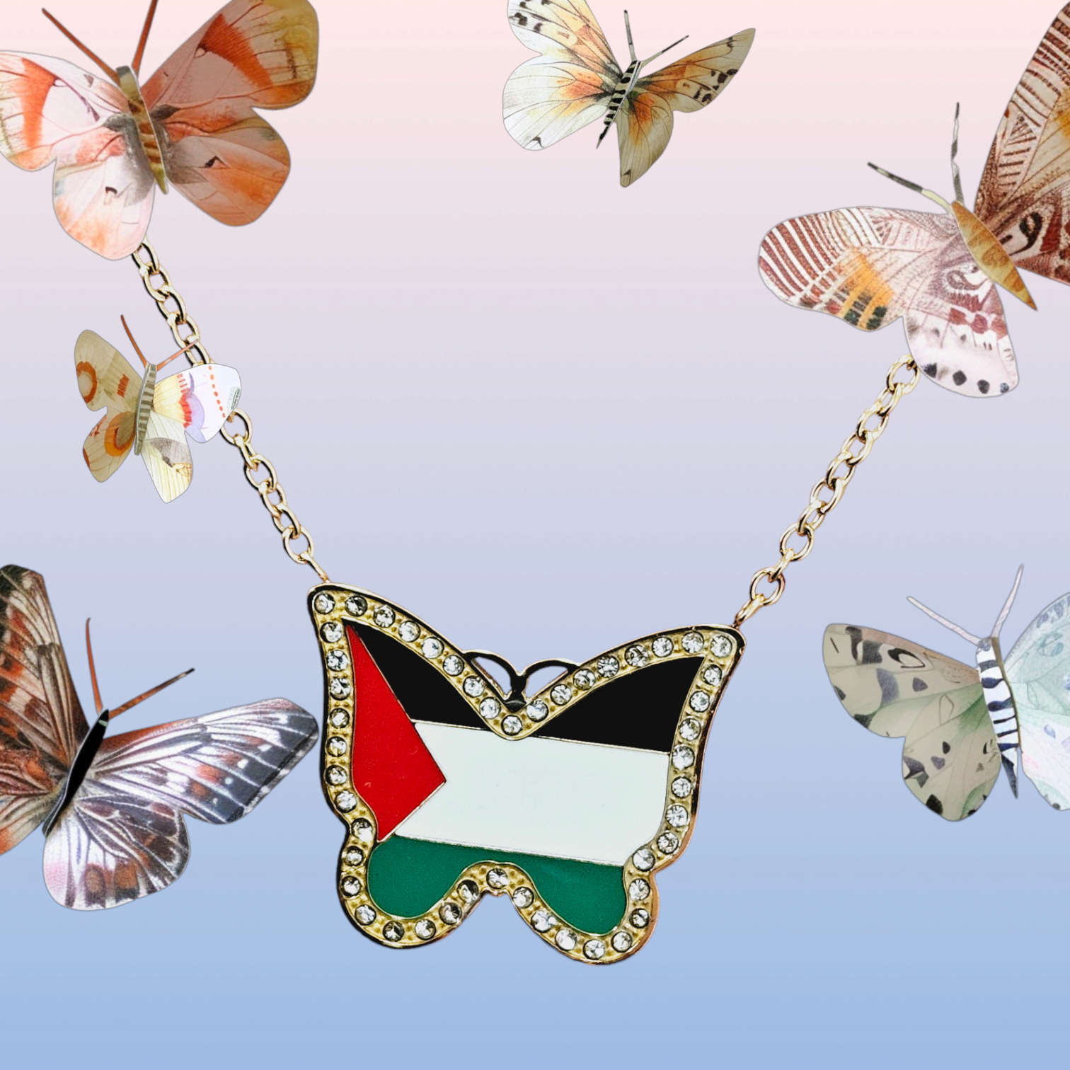 Butterfly Palestine Necklace - Habibi Heritage