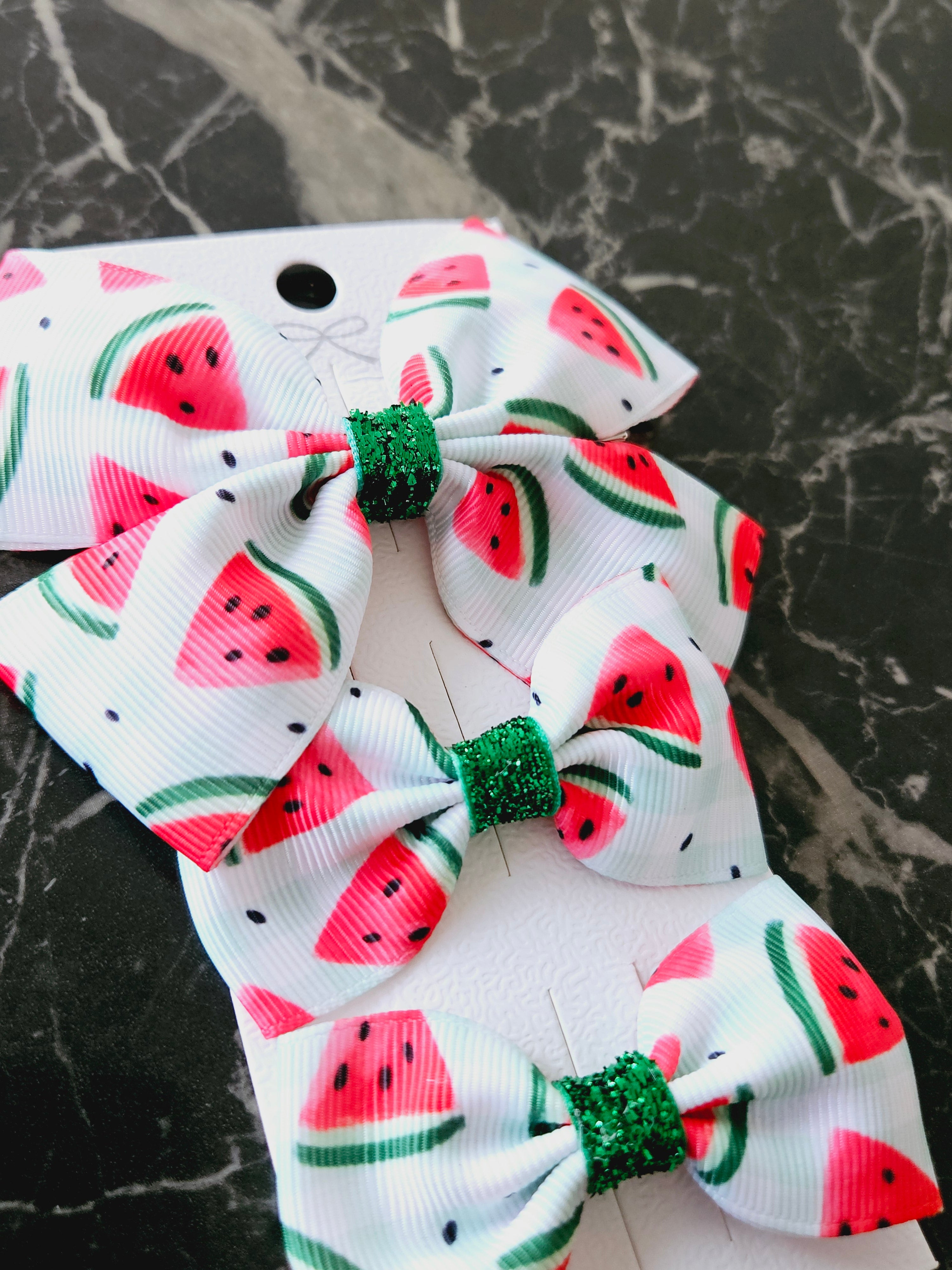 Watermelon Bows Hair Clips - 3 pack - Habibi Heritage
