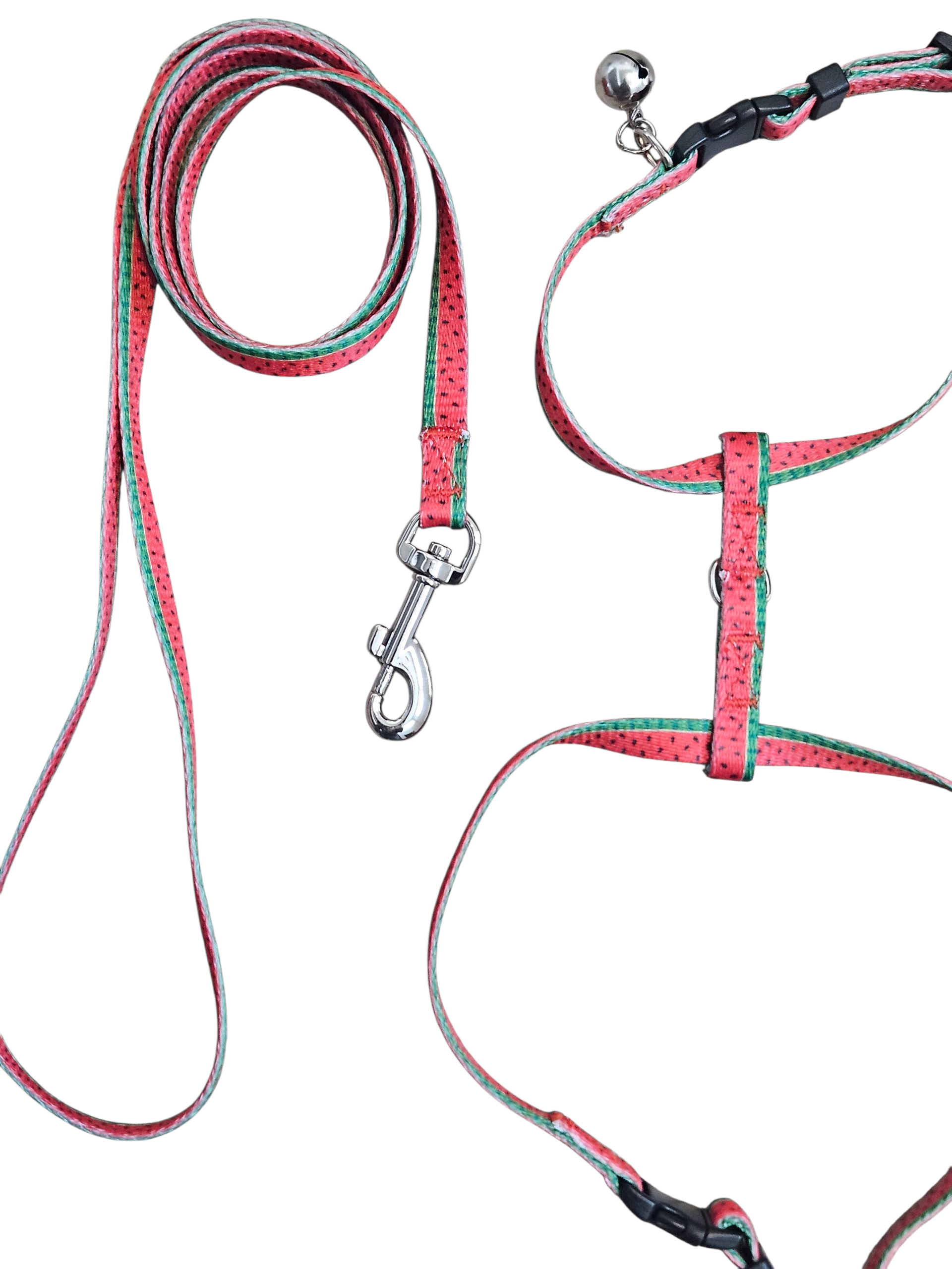 Cat Harness & Leash Set - Watermelon and Keffiyeh Pattern