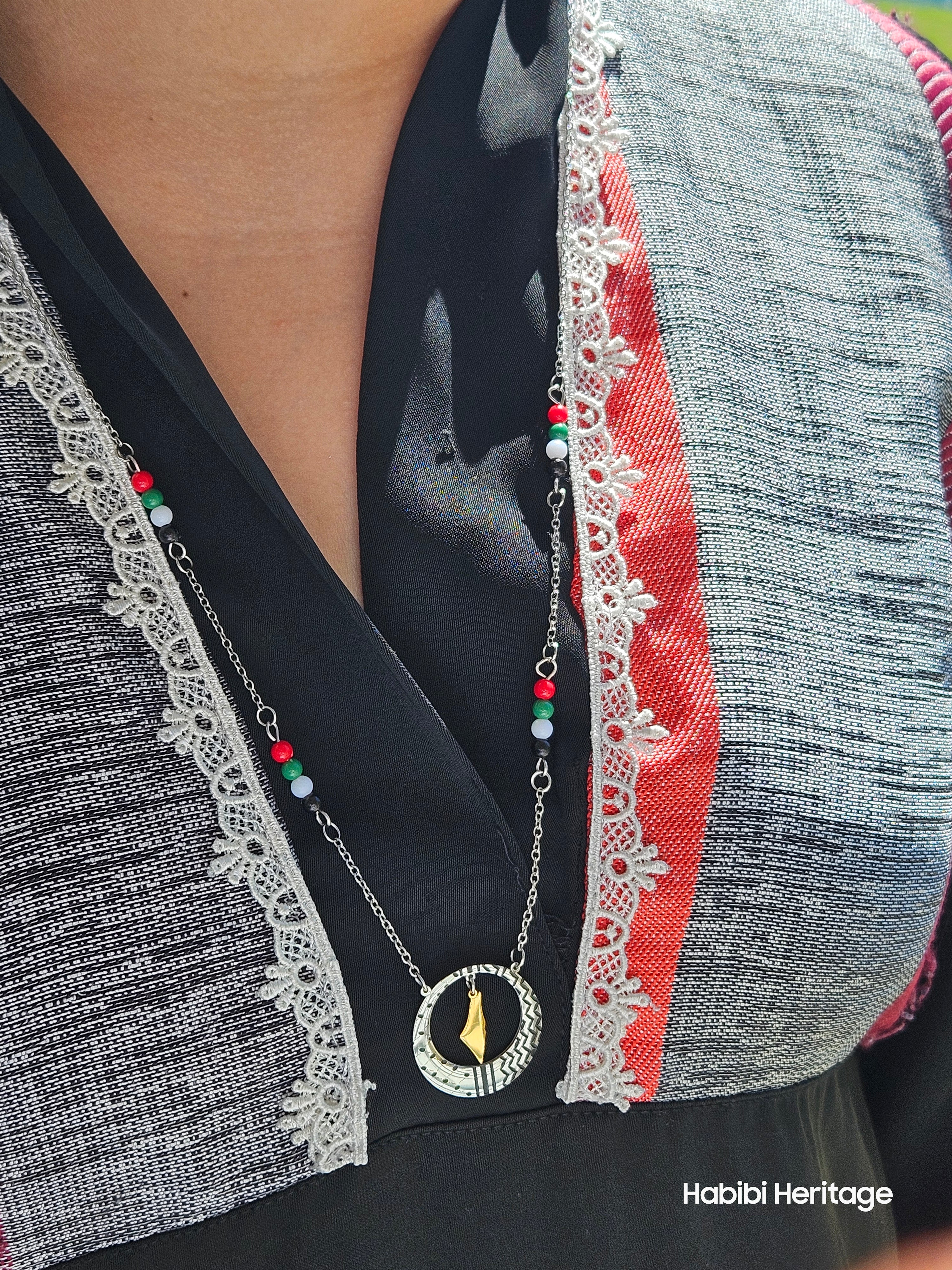 Long Palestine Keffiyeh Necklace - Habibi Heritage