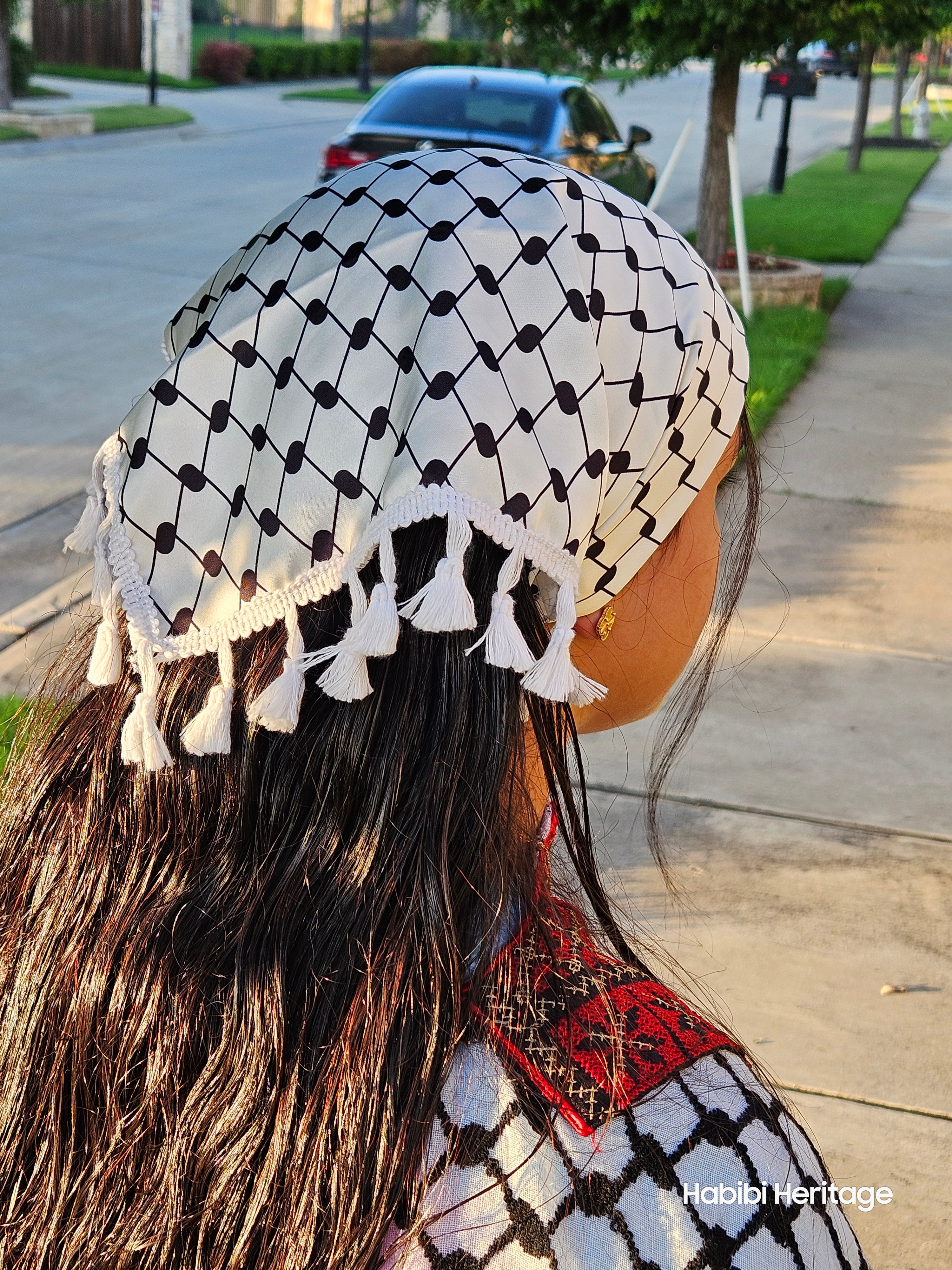 Keffiyeh Hatta Hair Head Scarf Bandana with Lace
