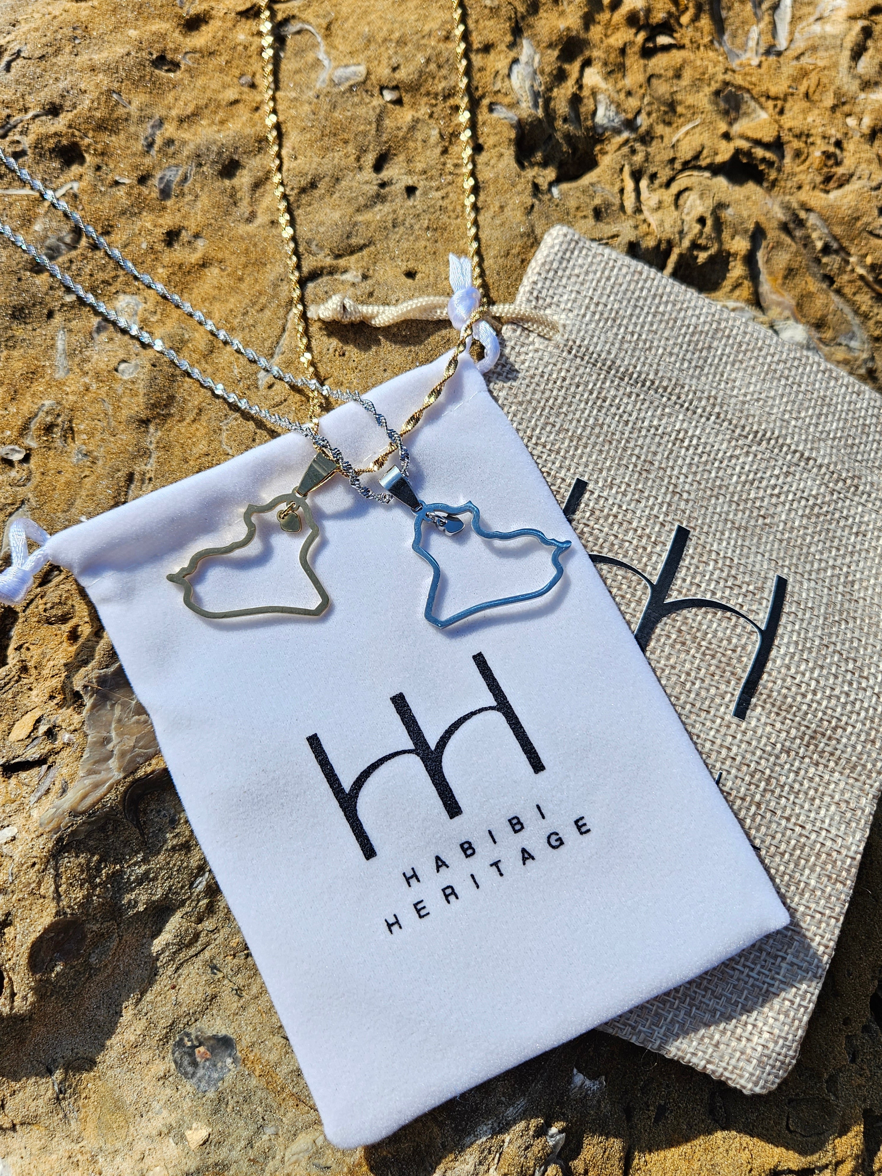 Iraq with Heart Necklace - Habibi Heritage