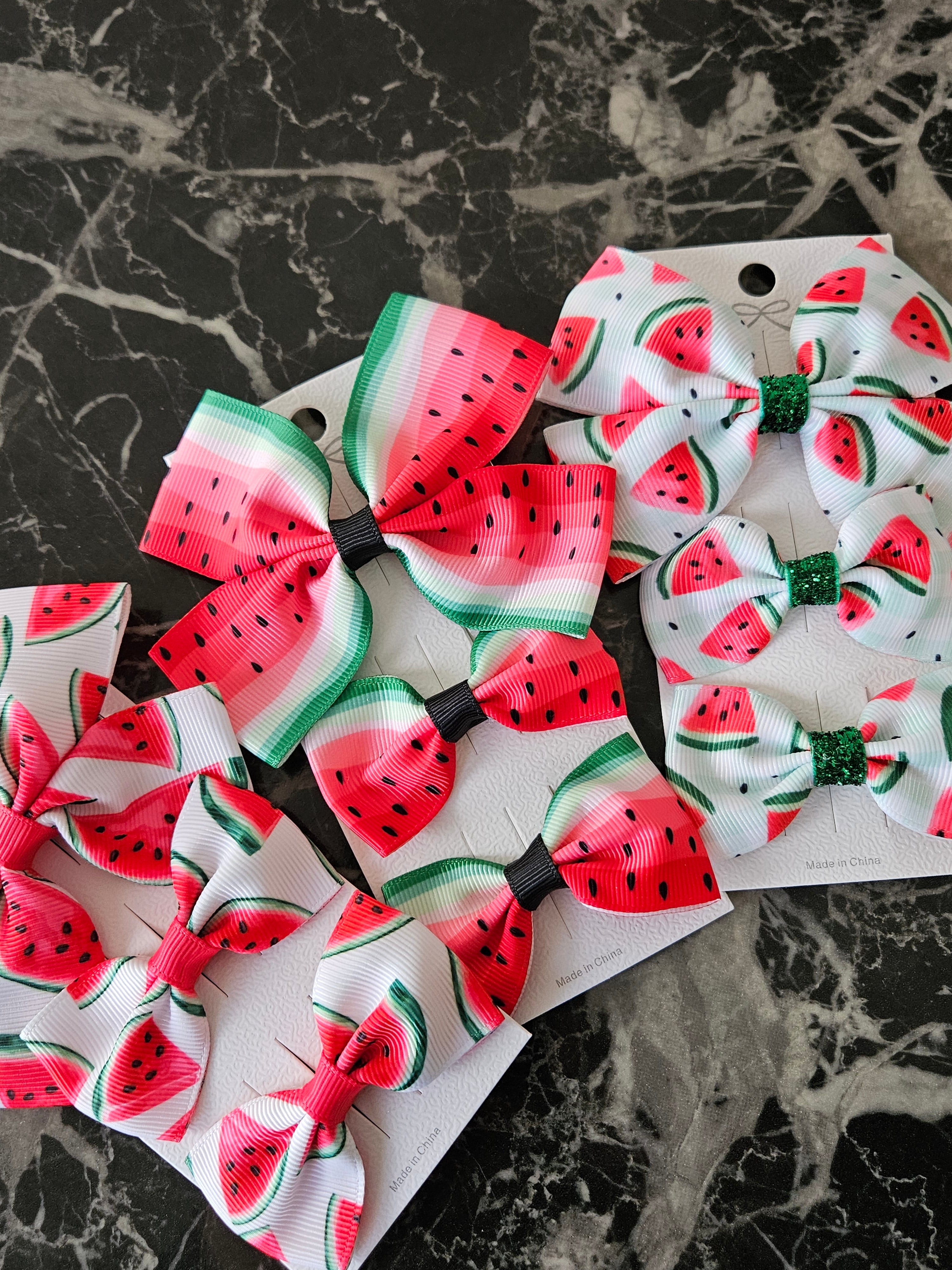 Watermelon Bows Hair Clips - 3 pack - Habibi Heritage
