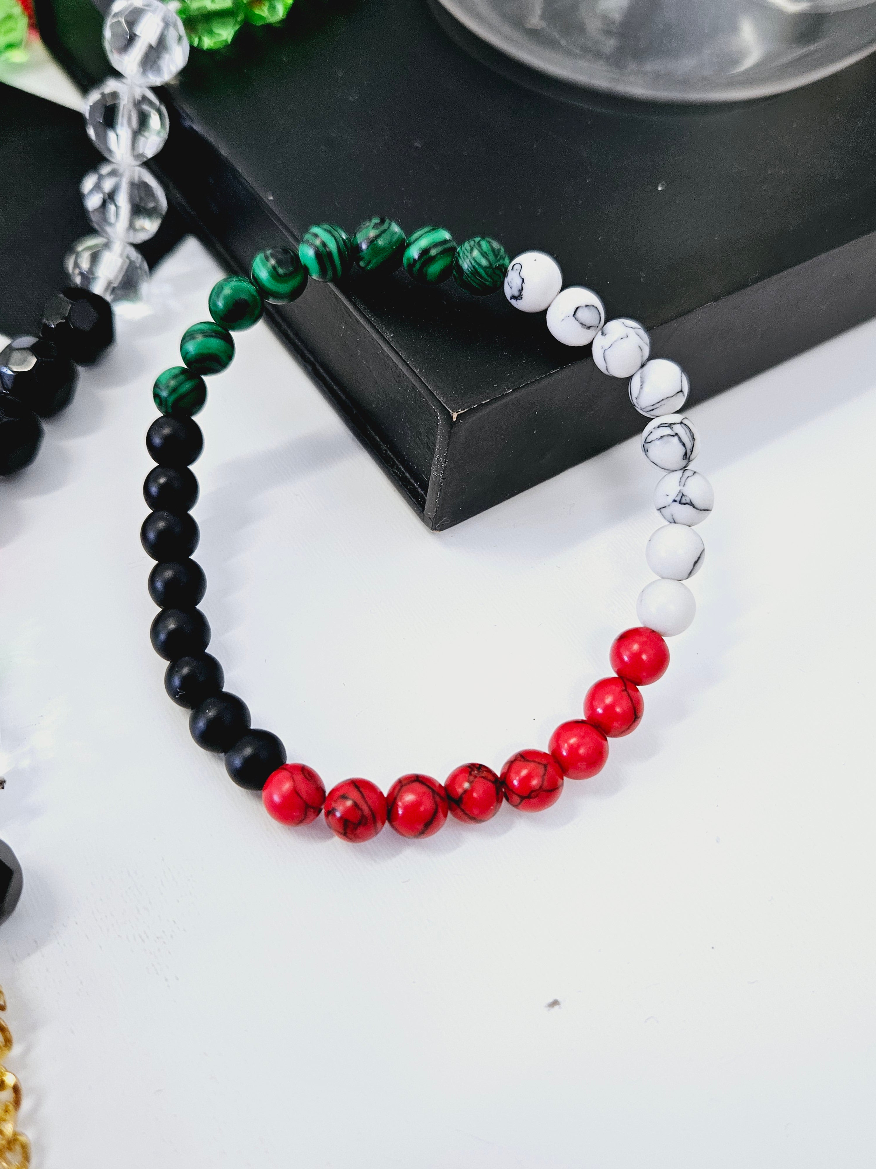 Palestine Stretch Natural Stone Bead Bracelet - Habibi Heritage
