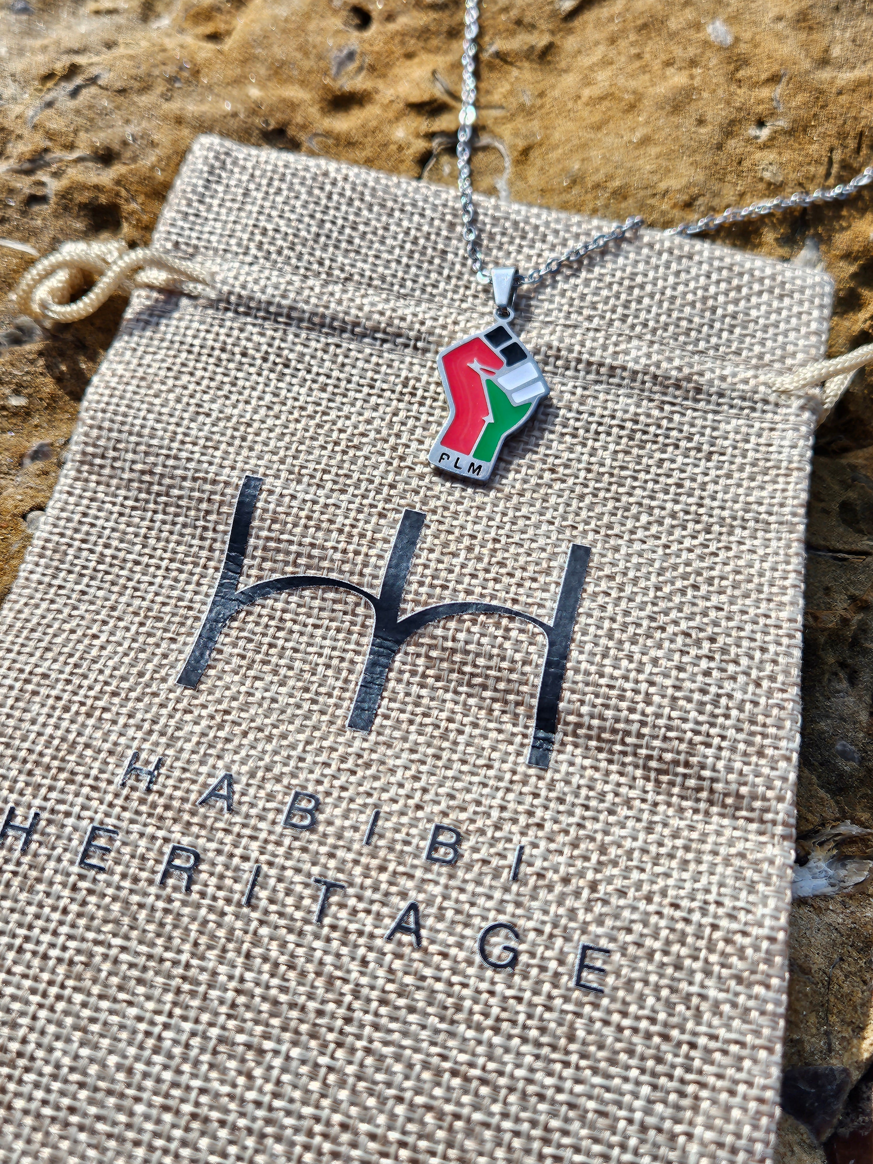 Palestine Fist PLM Pendent Necklace - Habibi Heritage