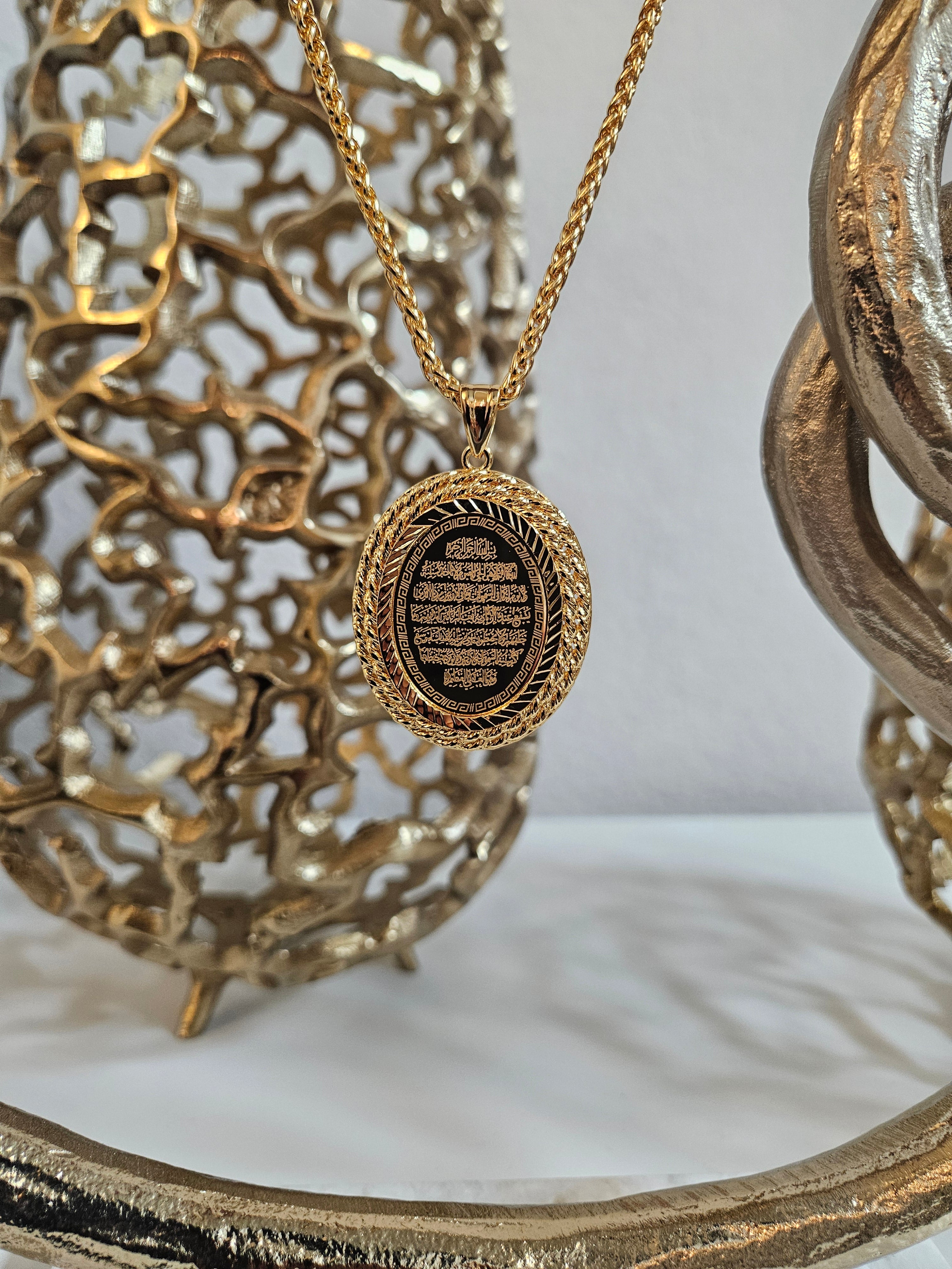 Ayatul Kursi Pendent Necklace in Traditional Arabic Jewelry Style