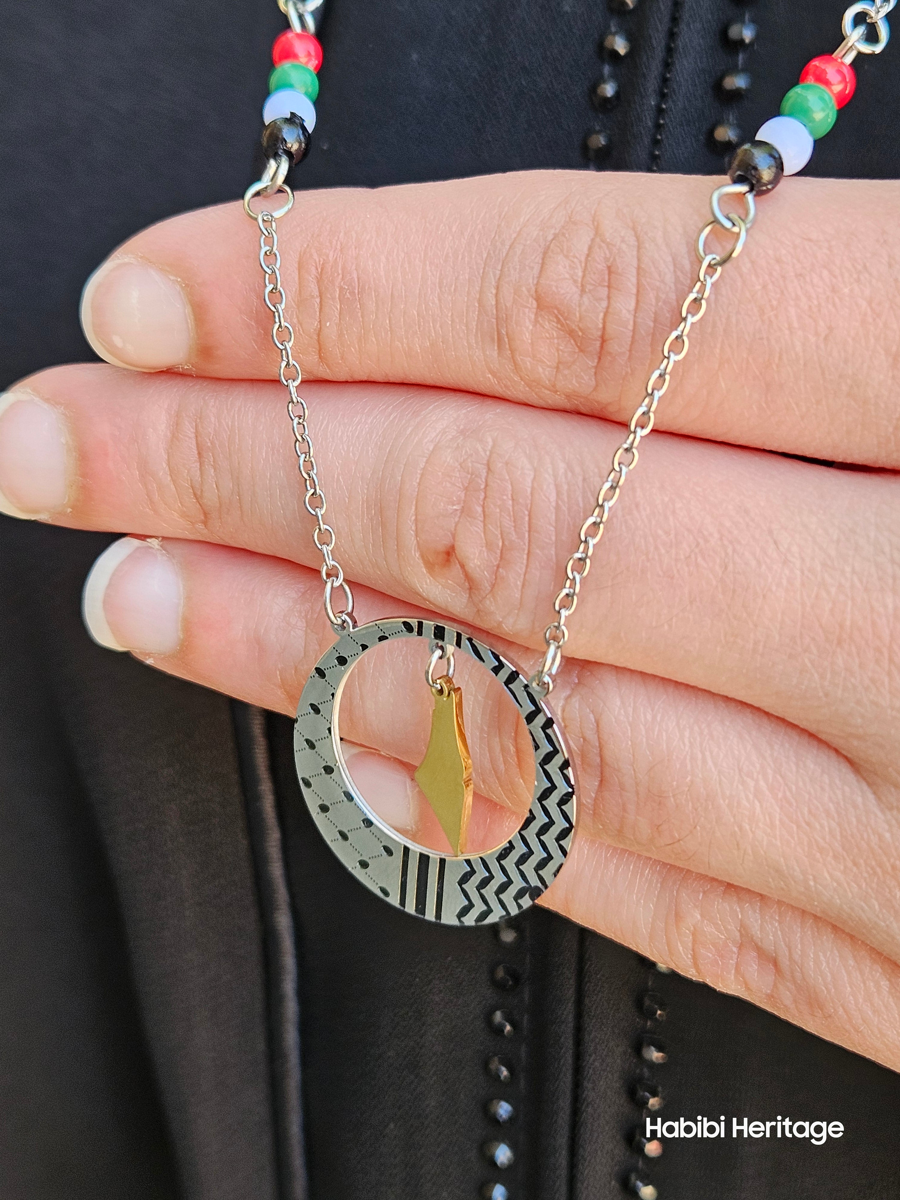 Long Palestine Keffiyeh Necklace - Habibi Heritage