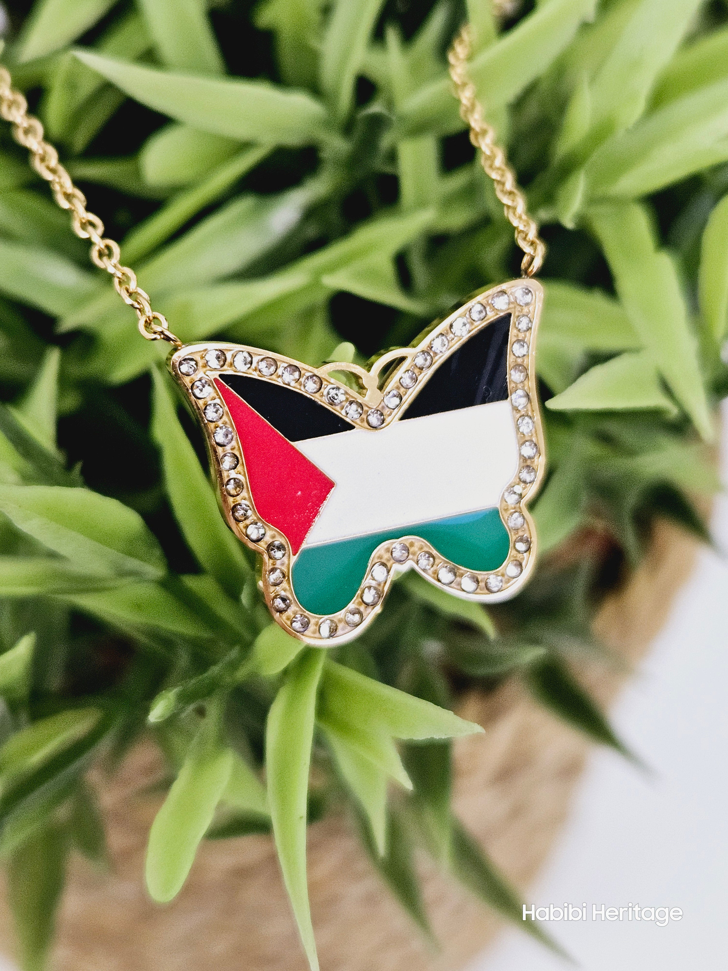 Butterfly Palestine Necklace - Habibi Heritage