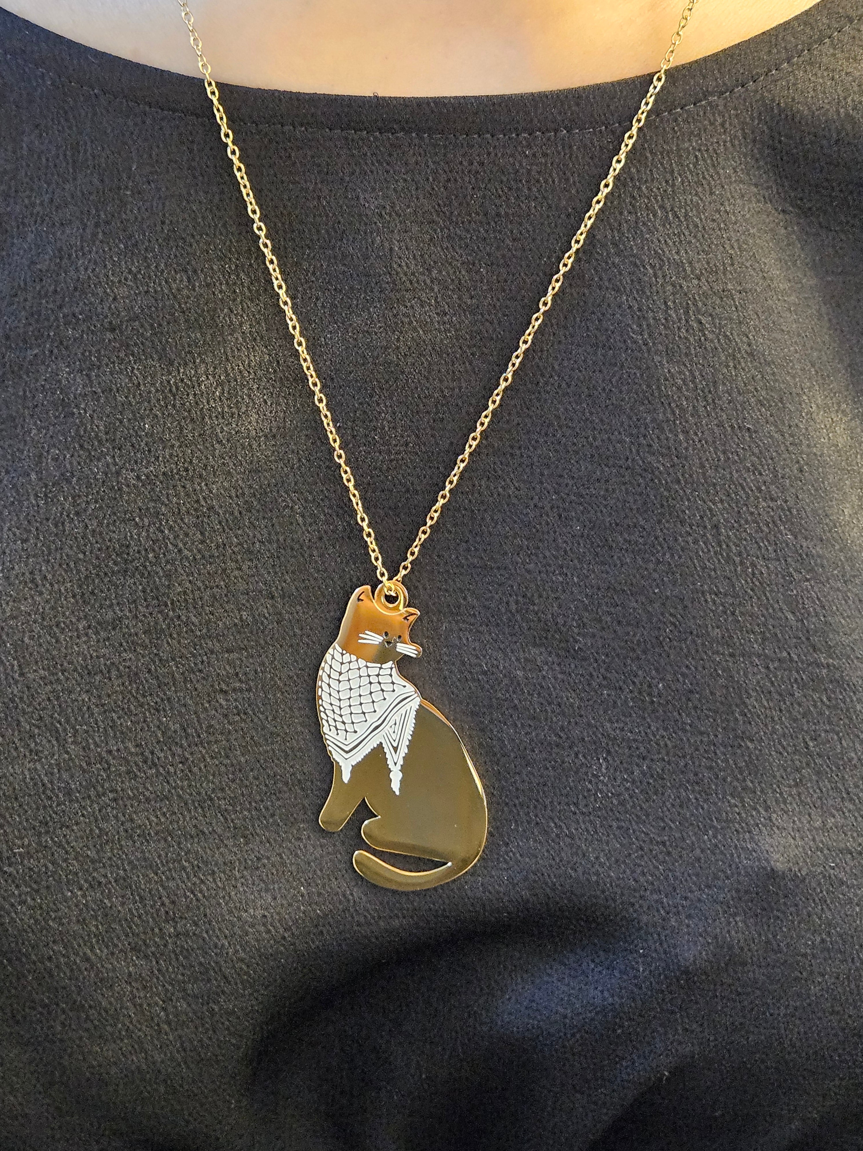 Cat Wearing Keffiyeh Necklace