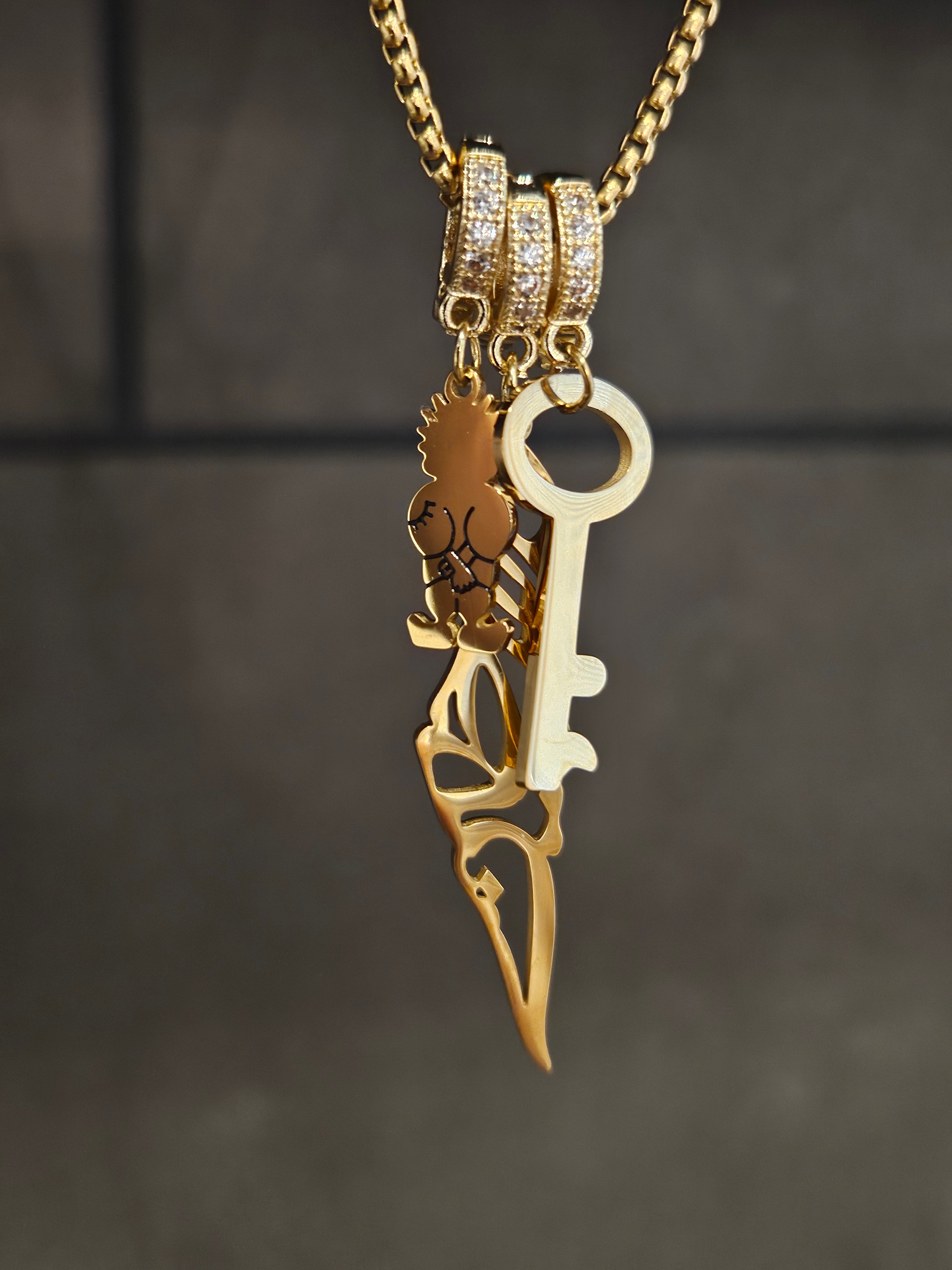 Palestine Handala Key Three  Charm Necklace