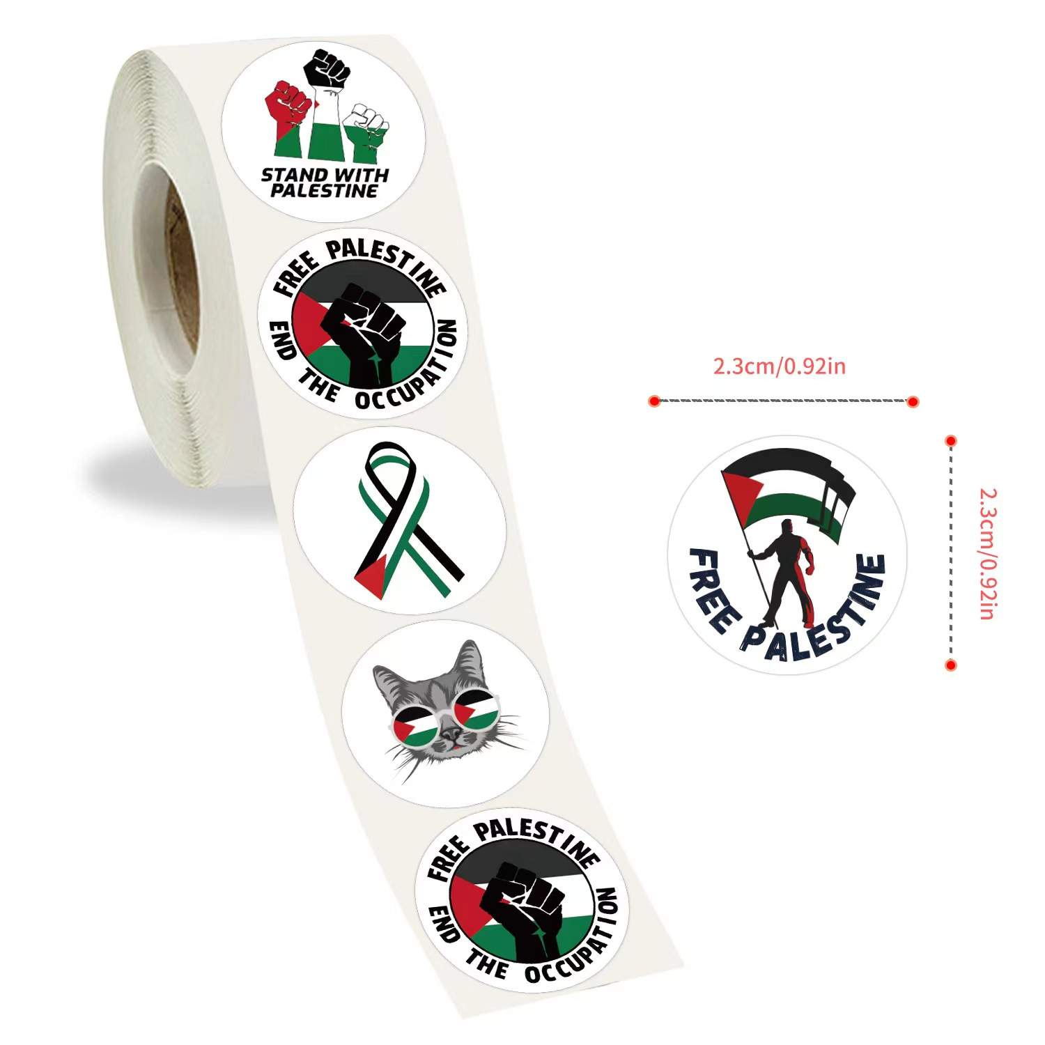 500 Count Roll Palestine Stickers - Palestinian stickers