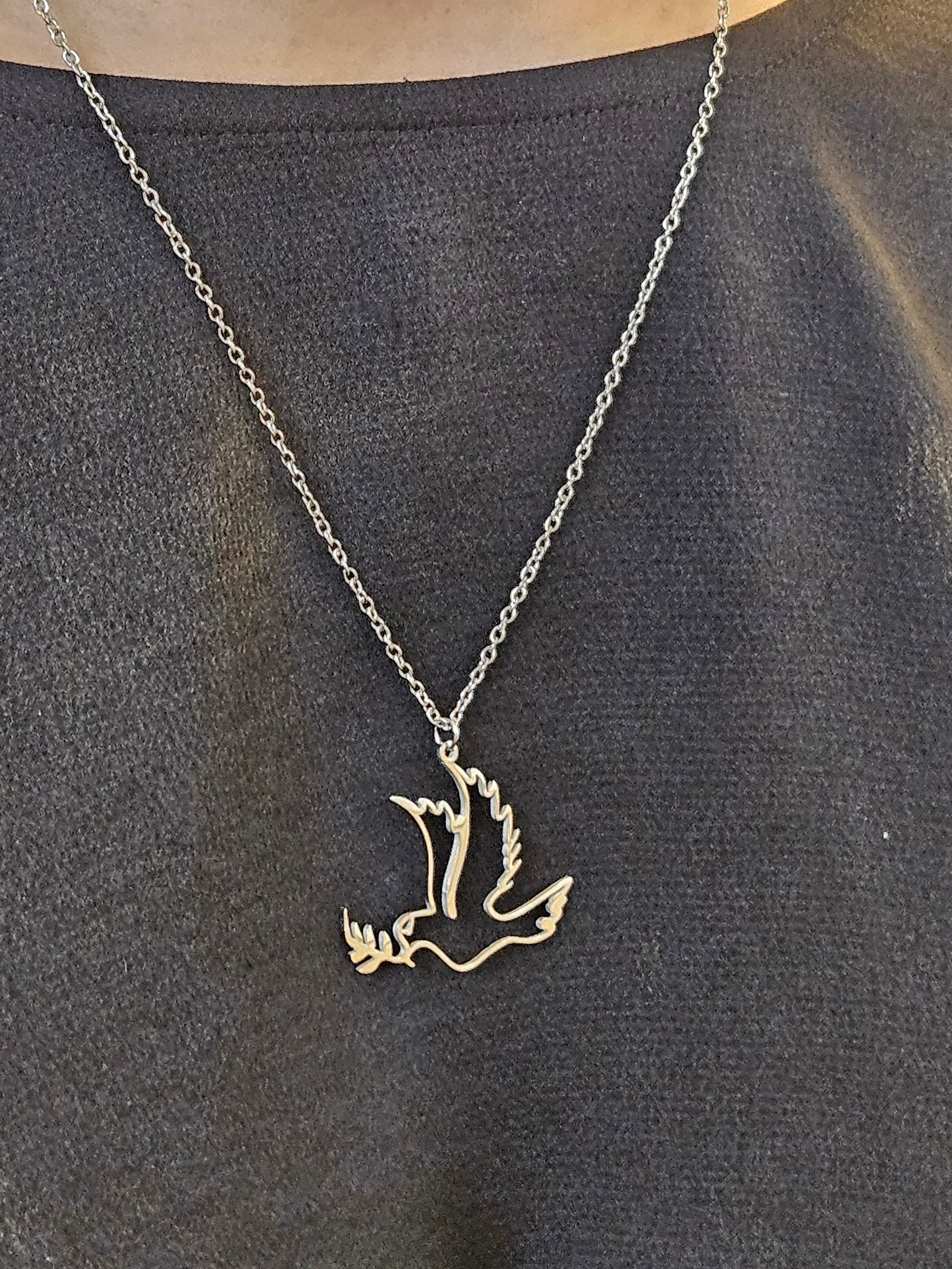 Bird with Olive Branch Necklace