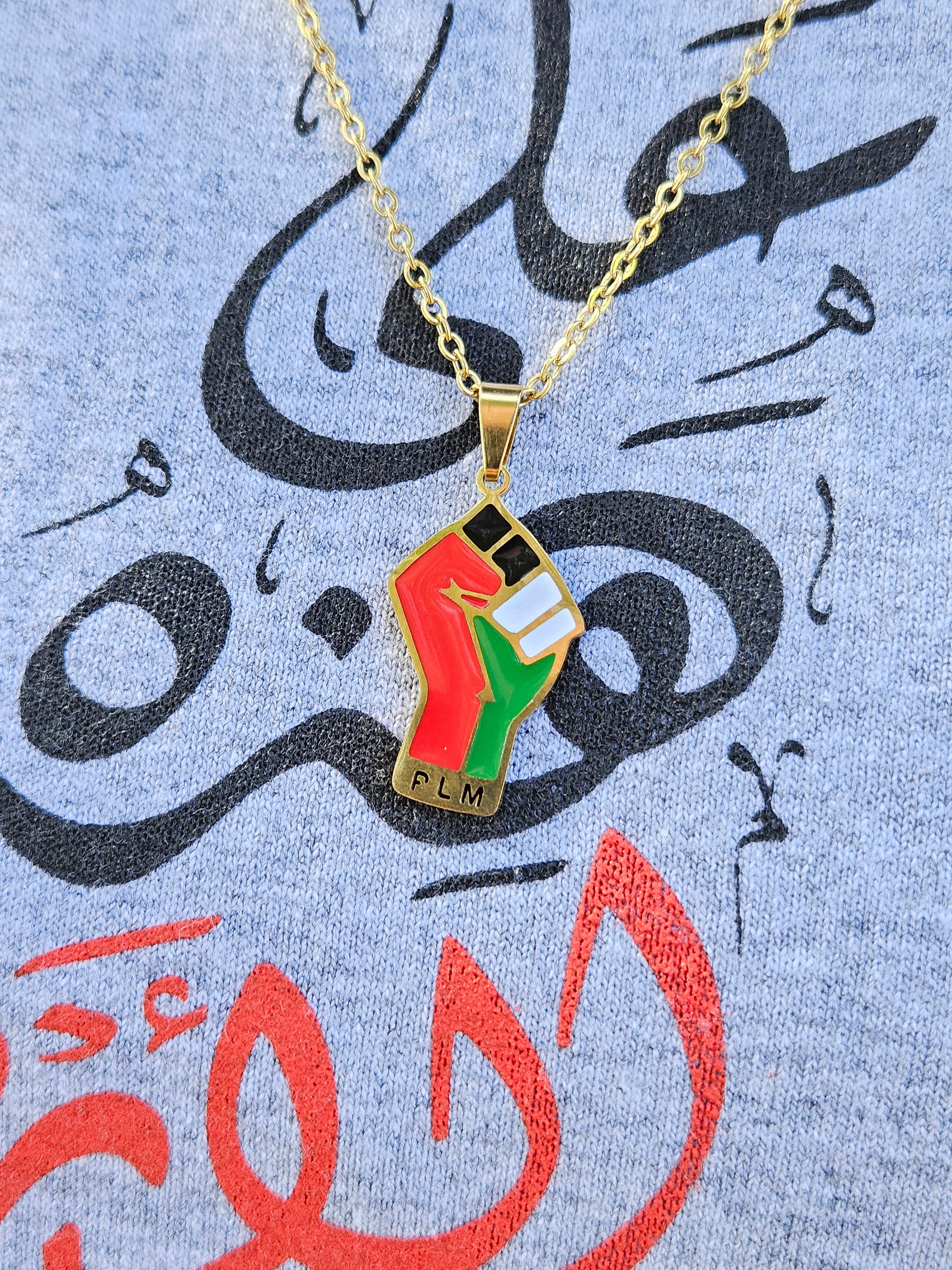 Palestine Fist PLM Pendent Necklace - Habibi Heritage