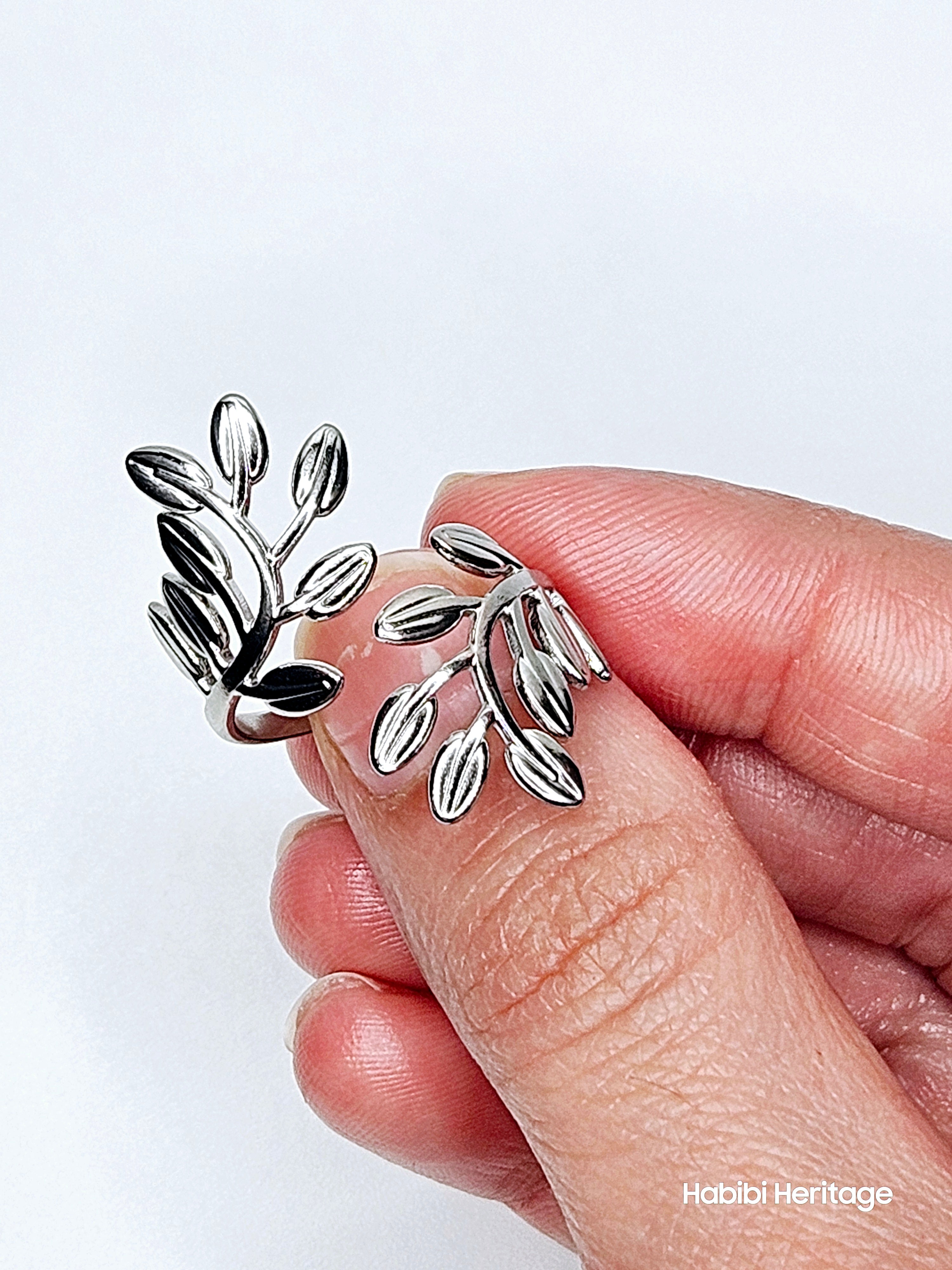 Olive Branch Leaf Ring Adjustable Size