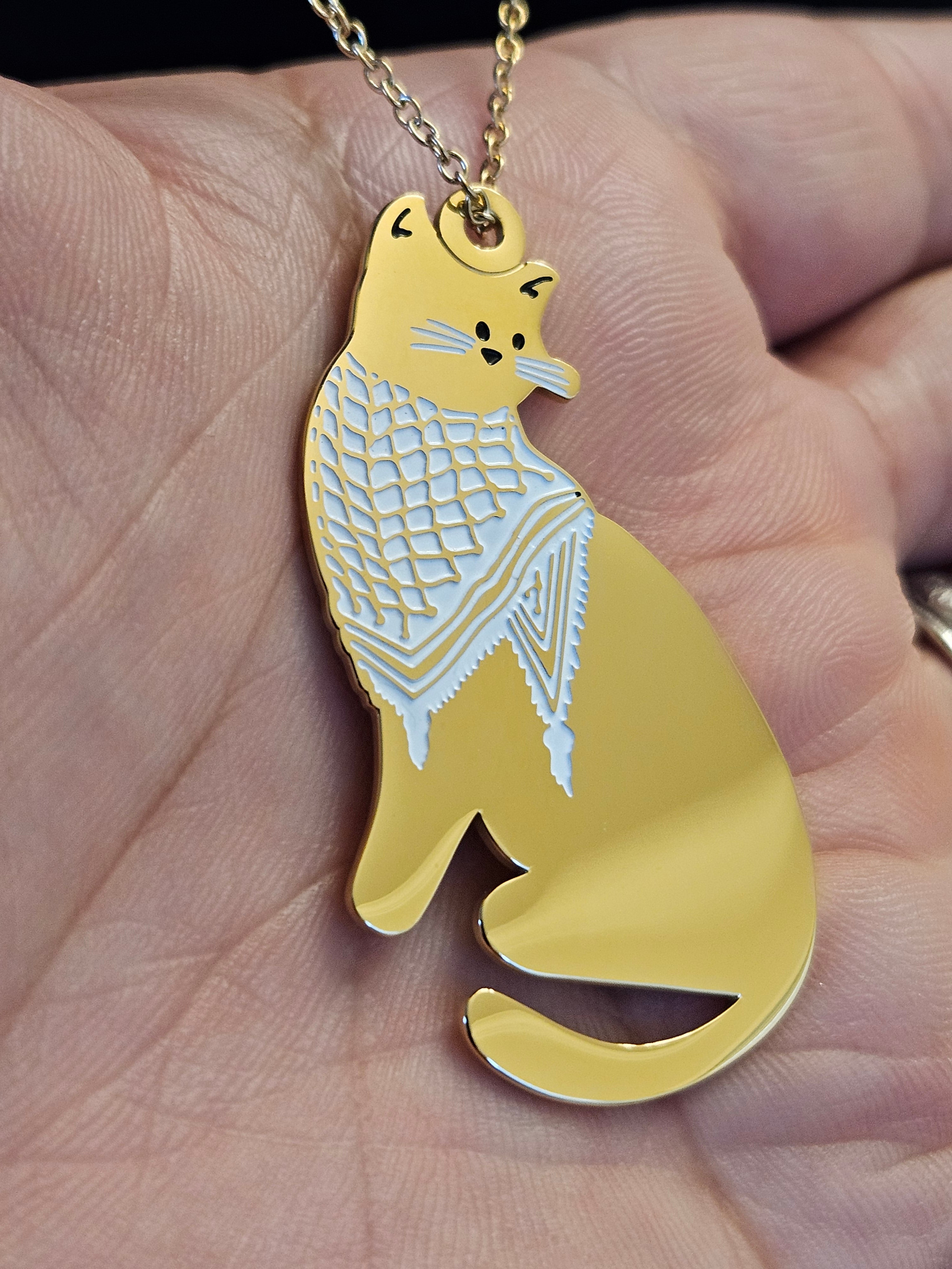 Cat Wearing Keffiyeh Necklace