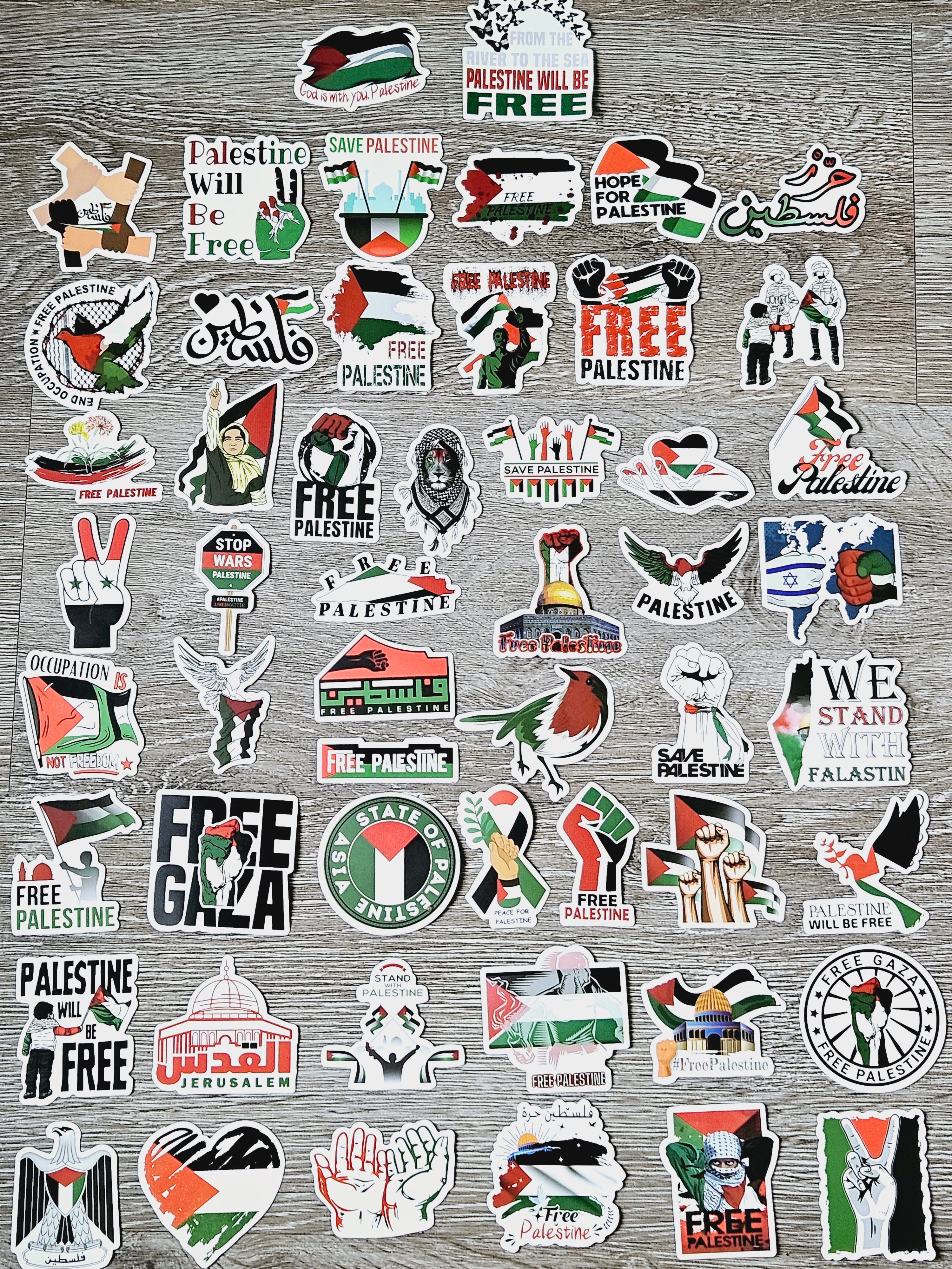 Palestine Stickers - 50 pack Palestinian stickers decals vinyl waterproof - Habibi Heritage