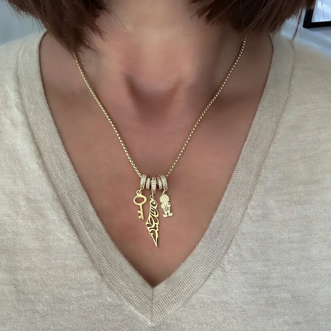 Palestine Handala Key Three  Charm Necklace