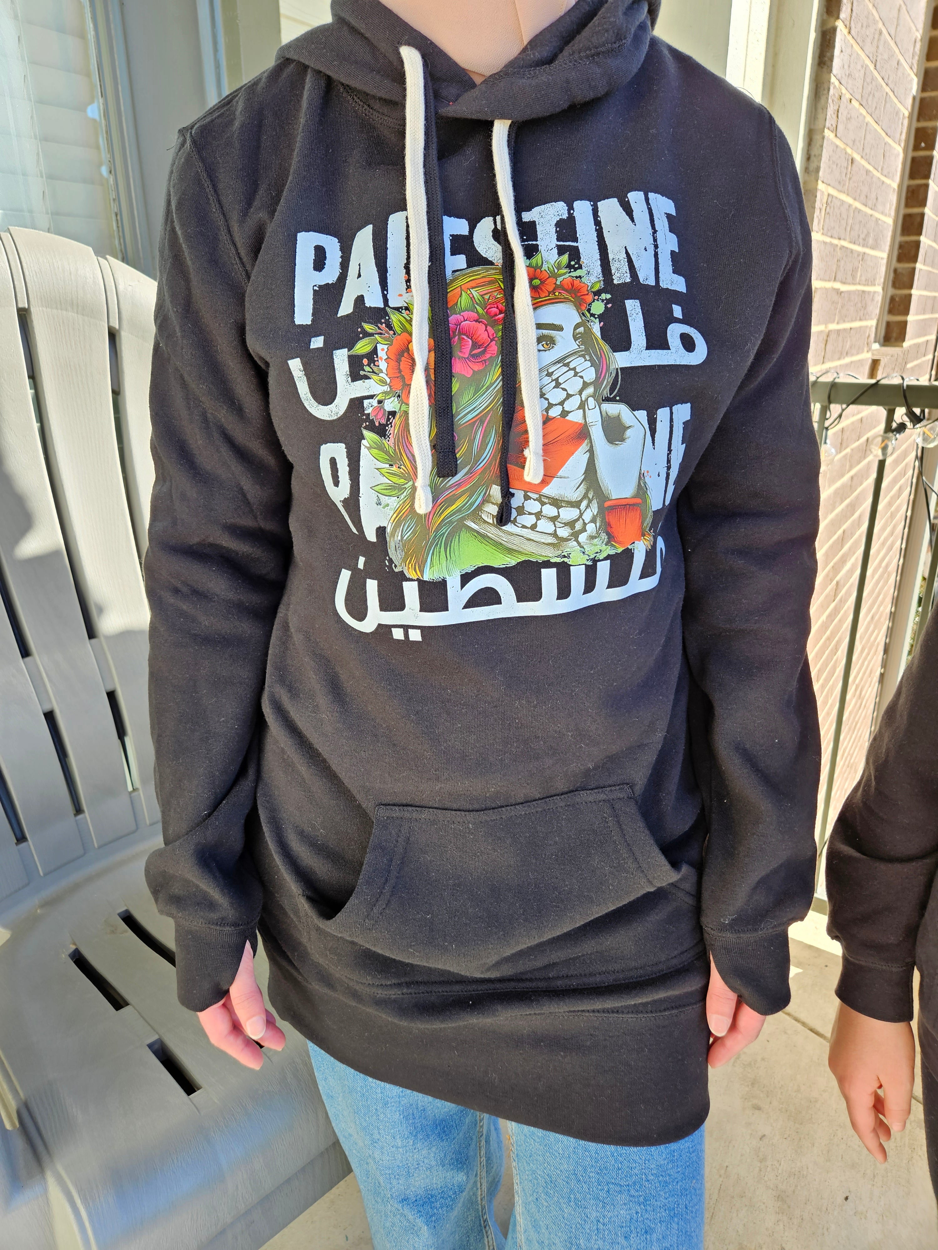 Palestine Flower Lady Hoodie Dress - Adult (hoodie dress) & Kids (regular hoodie) - Habibi Heritage