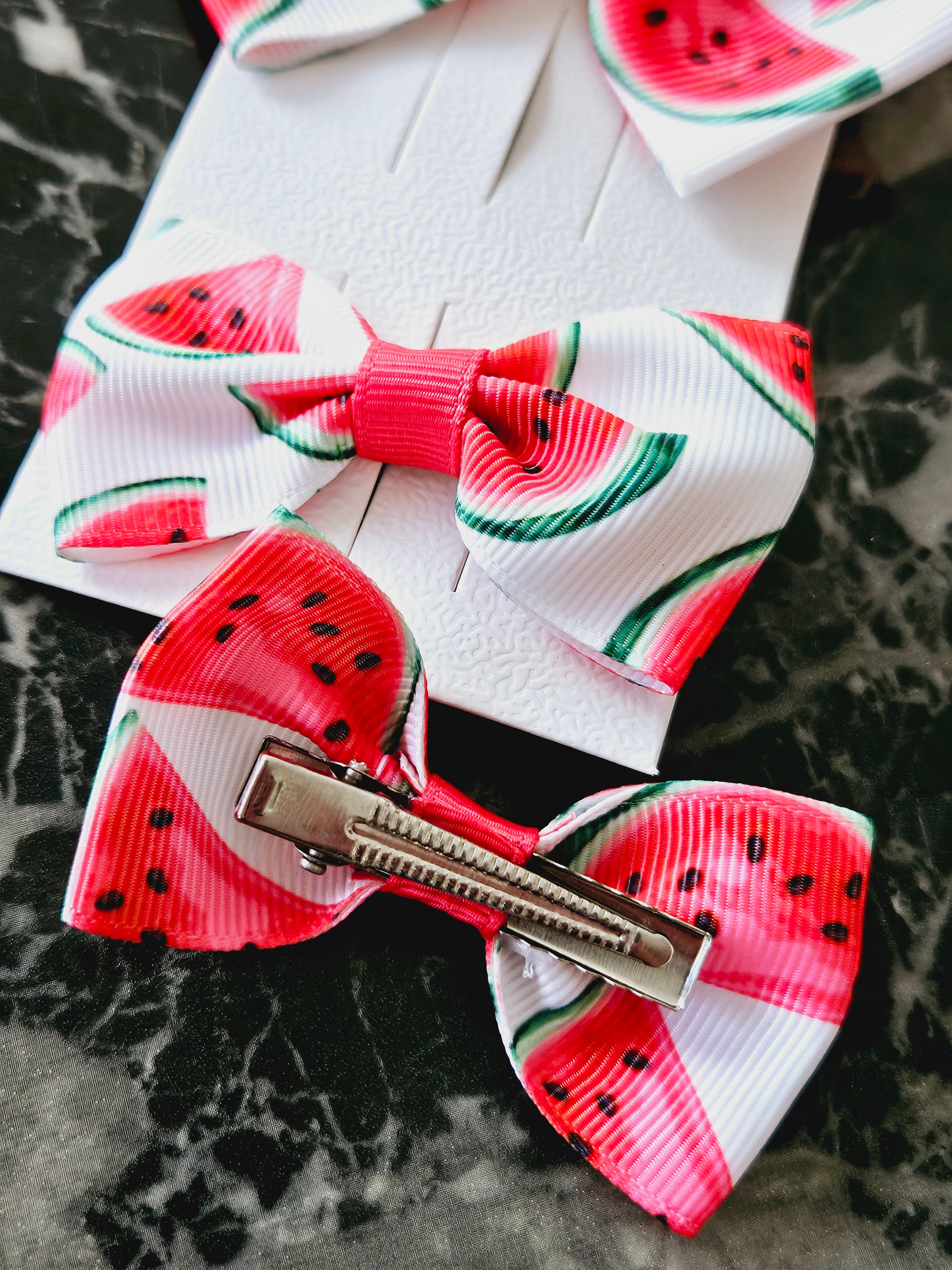 Watermelon Bows Hair Clips - 3 pack - Habibi Heritage