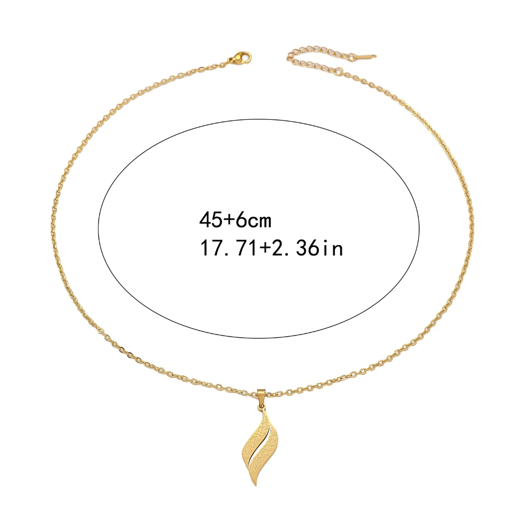 “Verily with  Every Hardship Comes Ease” Leaf Pendant Necklace Arabic Calligraphy