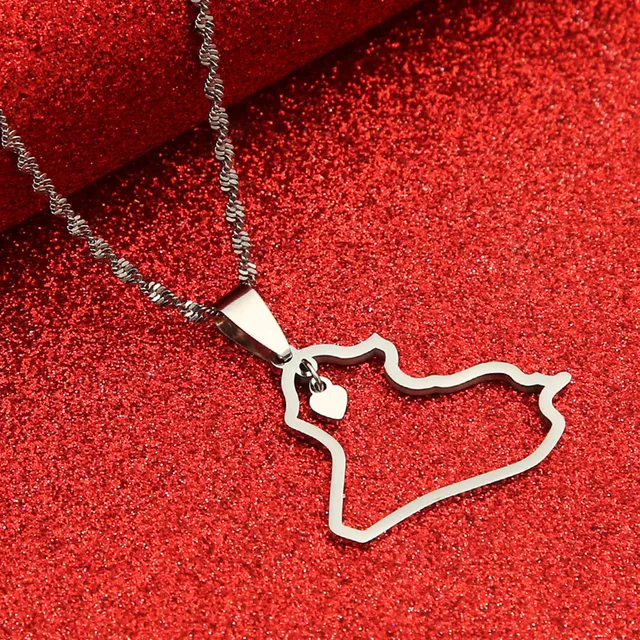 Iraq with Heart Necklace - Habibi Heritage