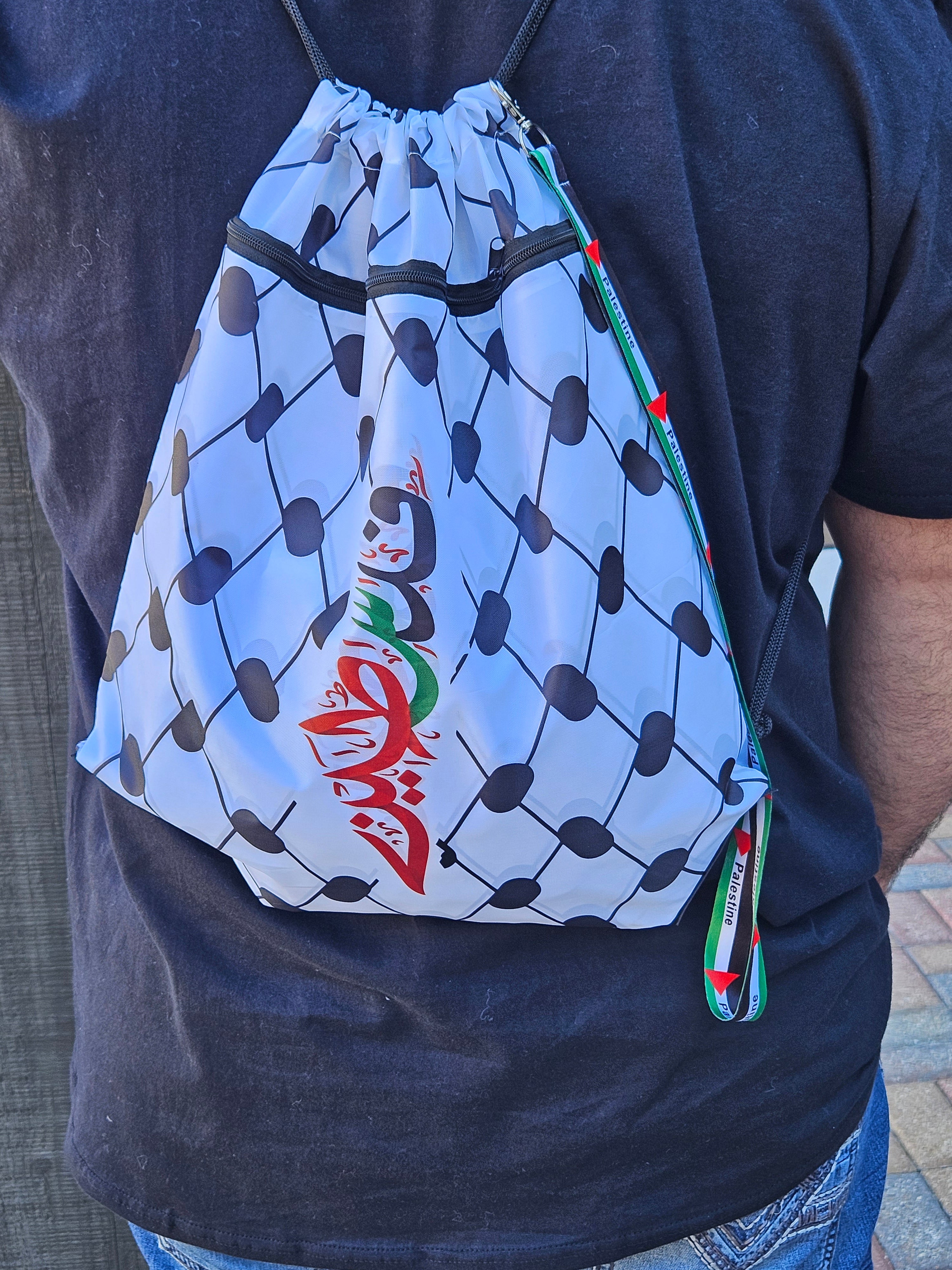 Palestine Keffiyeh Drawstring Bag Backpack - Habibi Heritage