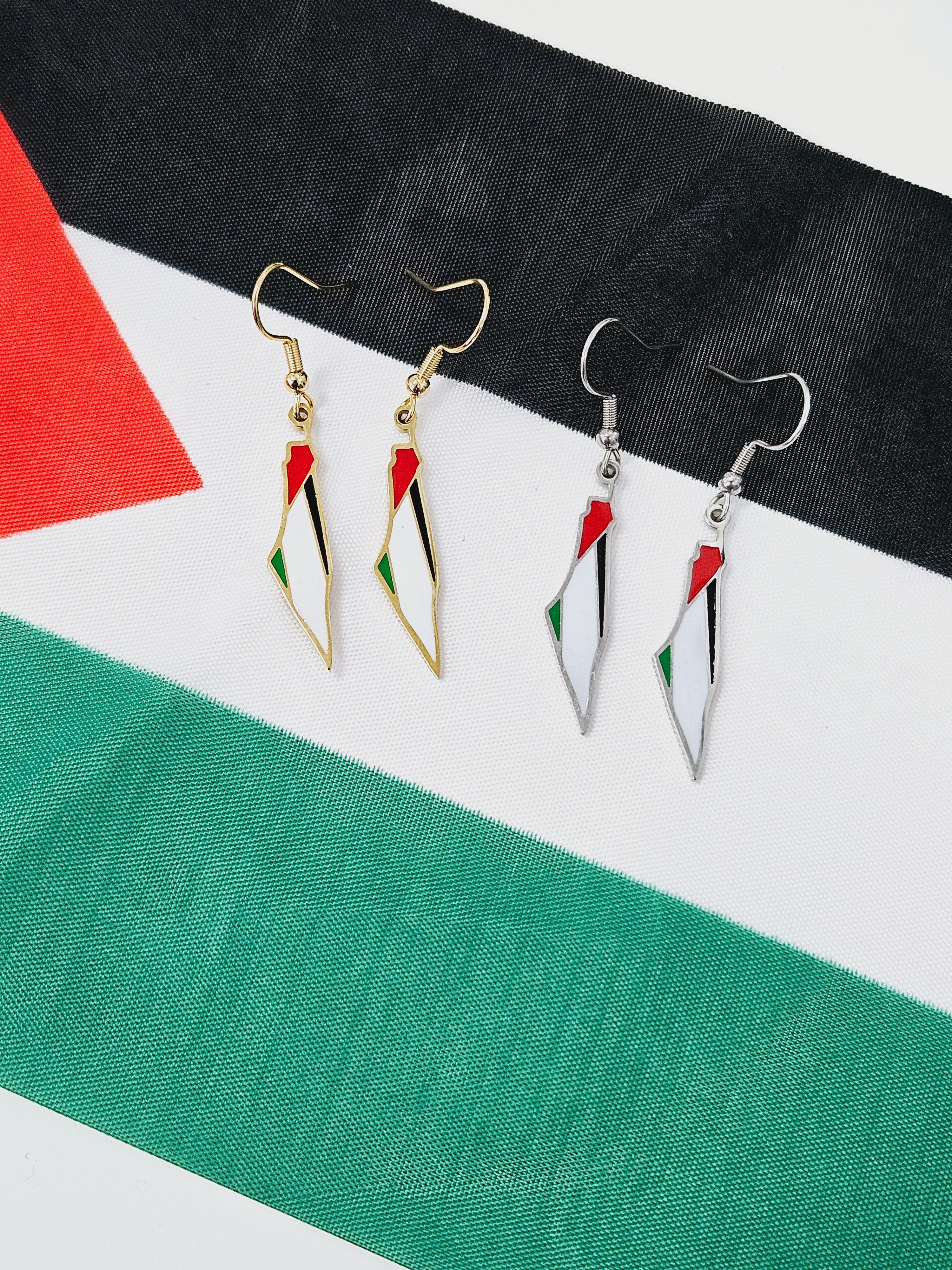 Palestine Map Flag Earrings - Habibi Heritage