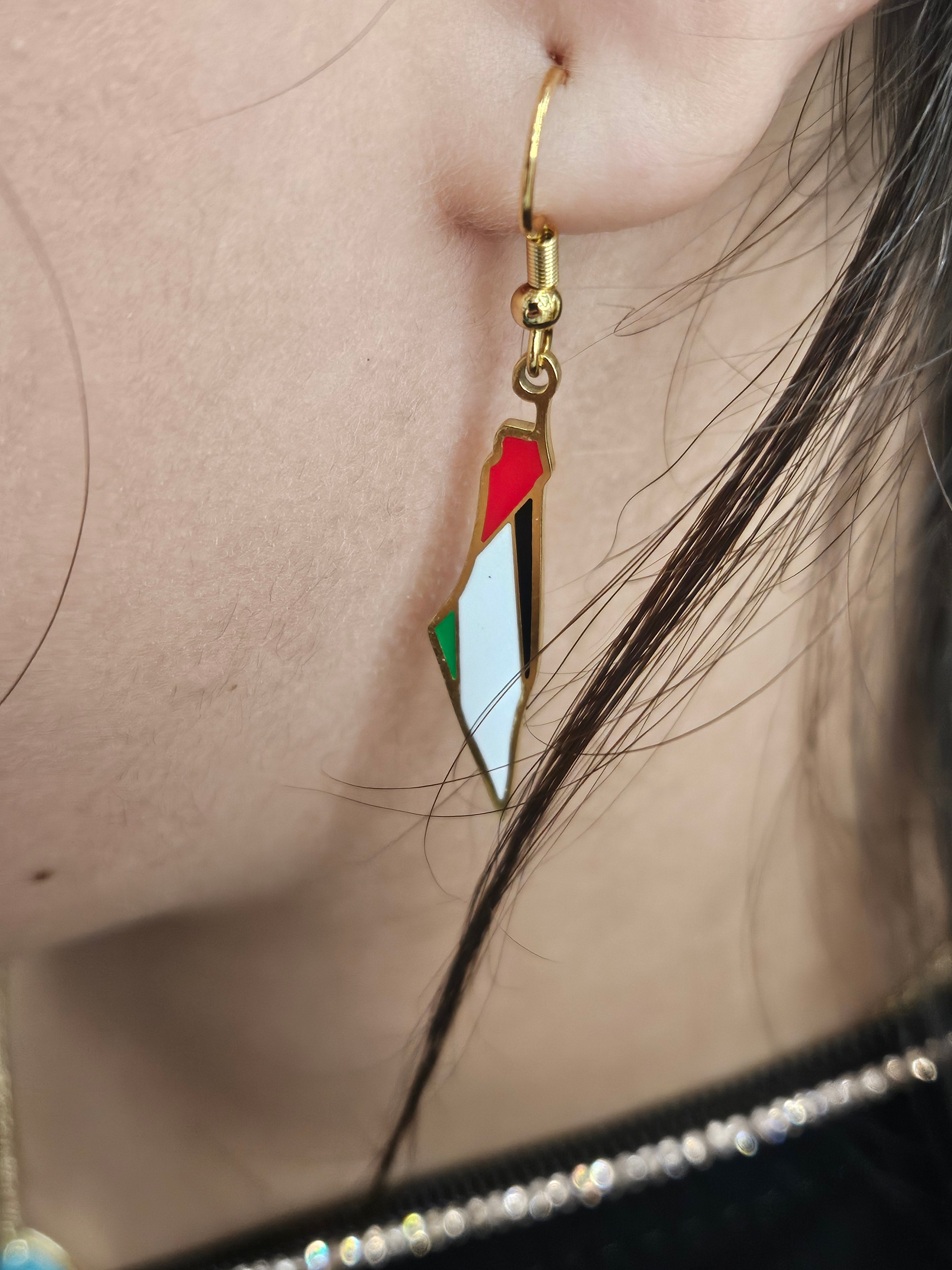 Palestine Map Flag Earrings - Habibi Heritage