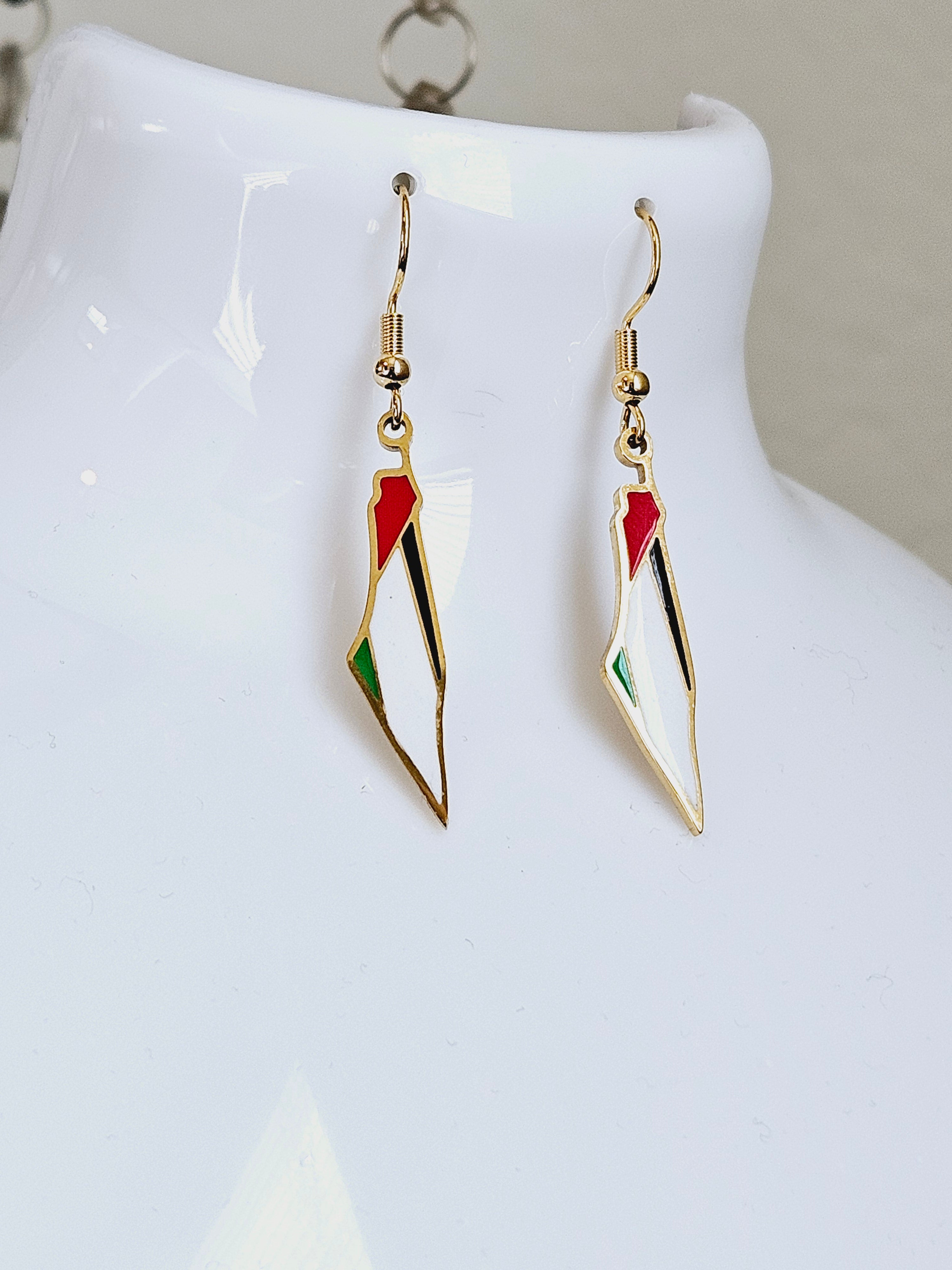 Palestine Map Flag Earrings - Habibi Heritage