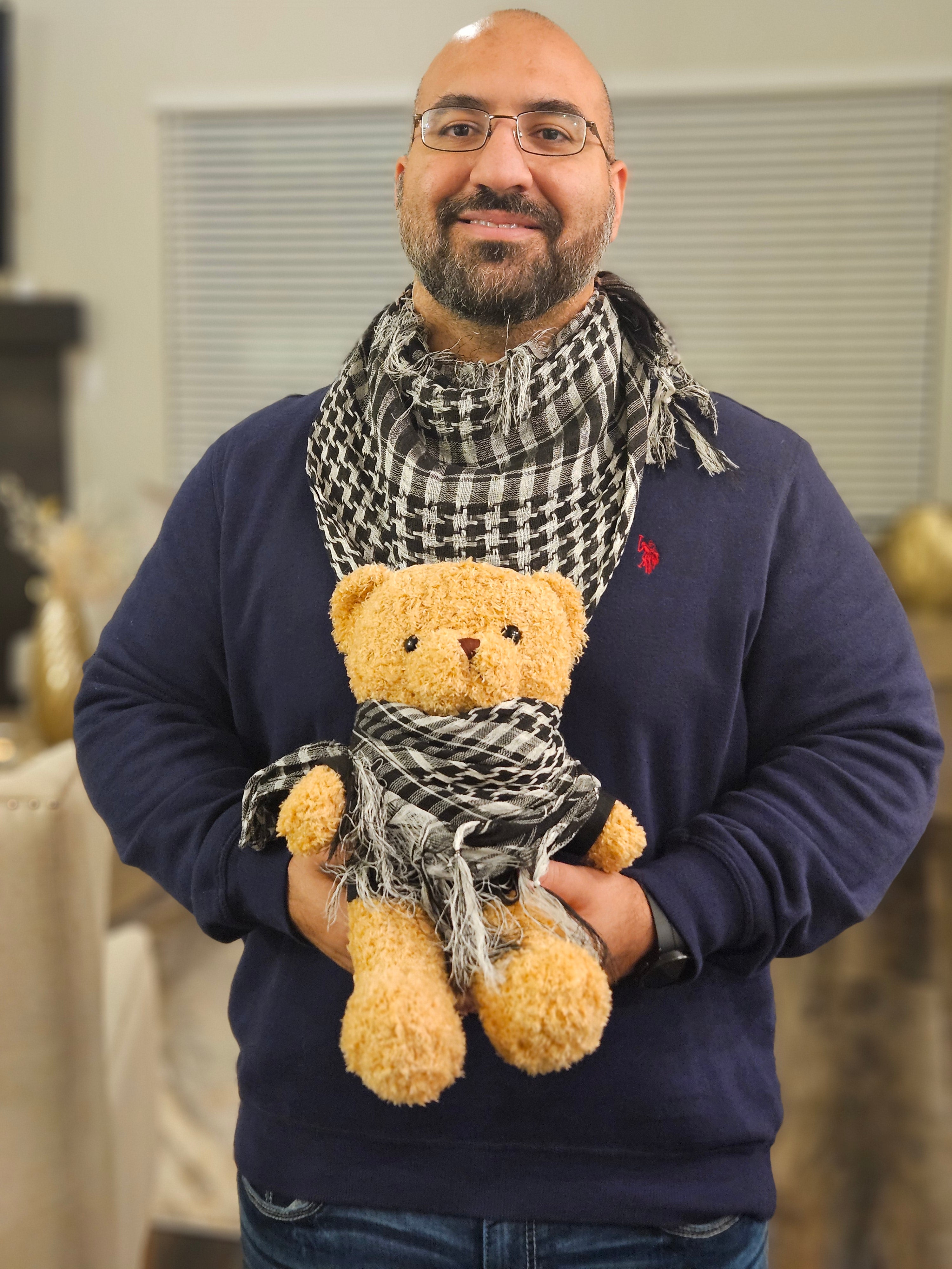 Habibi Bear Wearing Keffiyeh Scarf - 2 in 1 Removable Kufiyah