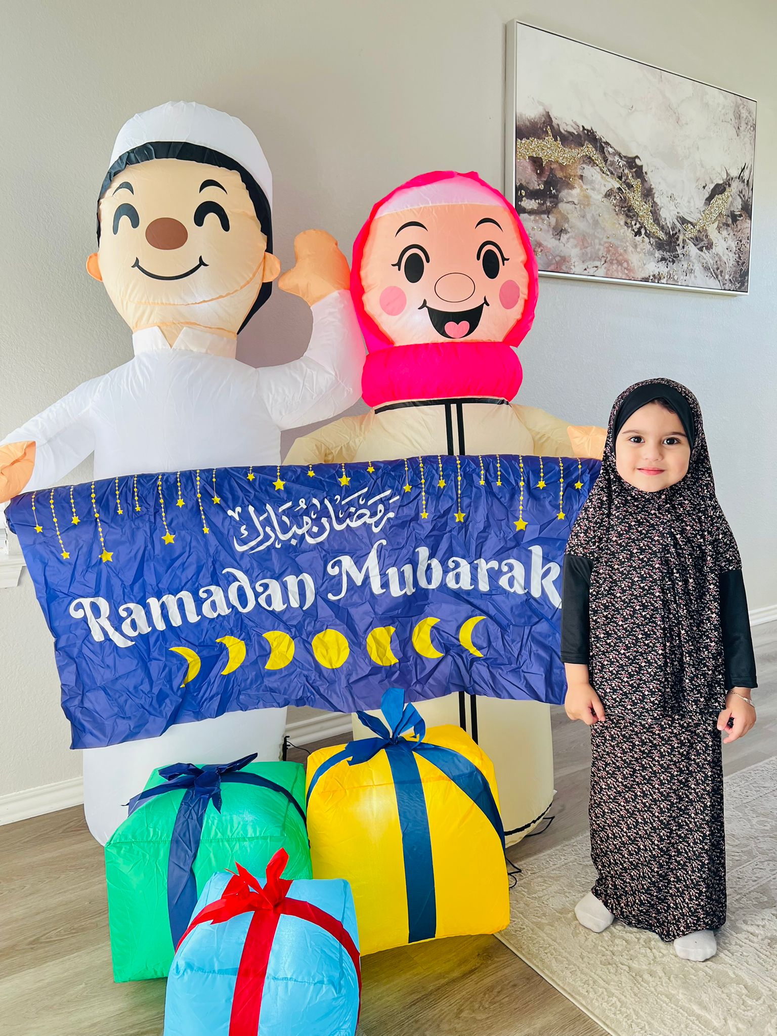 Ramadan Mubarak Inflatable Happy Family Decoration