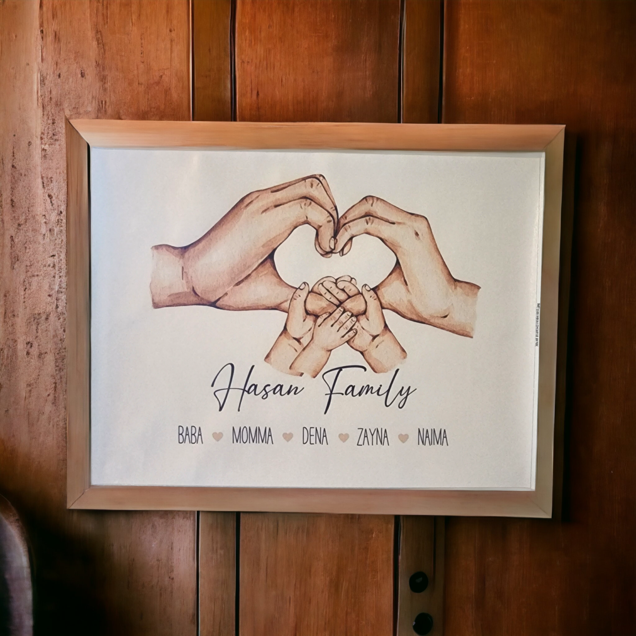 Heart of Hands Canvas Print - Customized With Your Names - Habibi Heritage