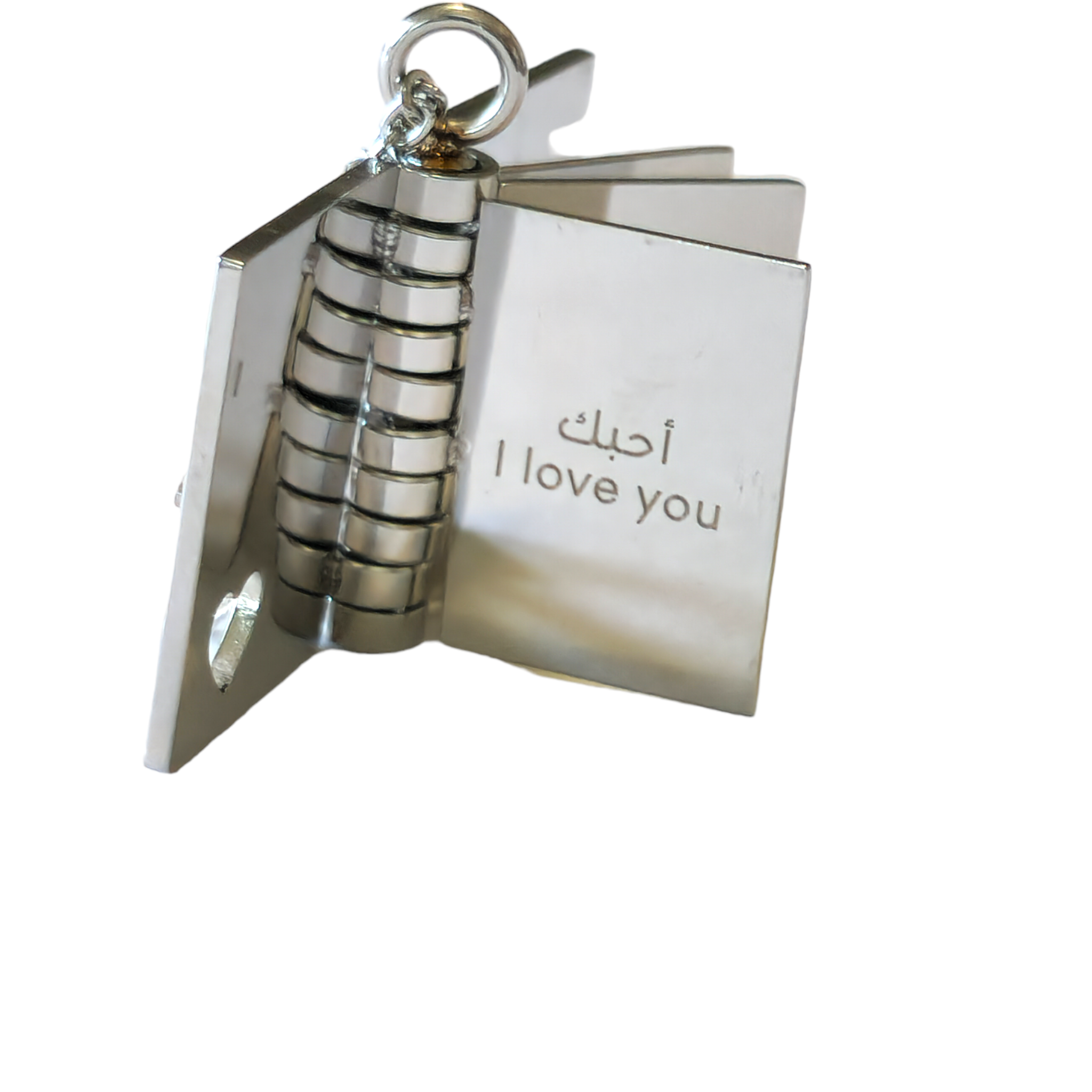 I Love You احبك Book Silver Necklace - Habibi Heritage